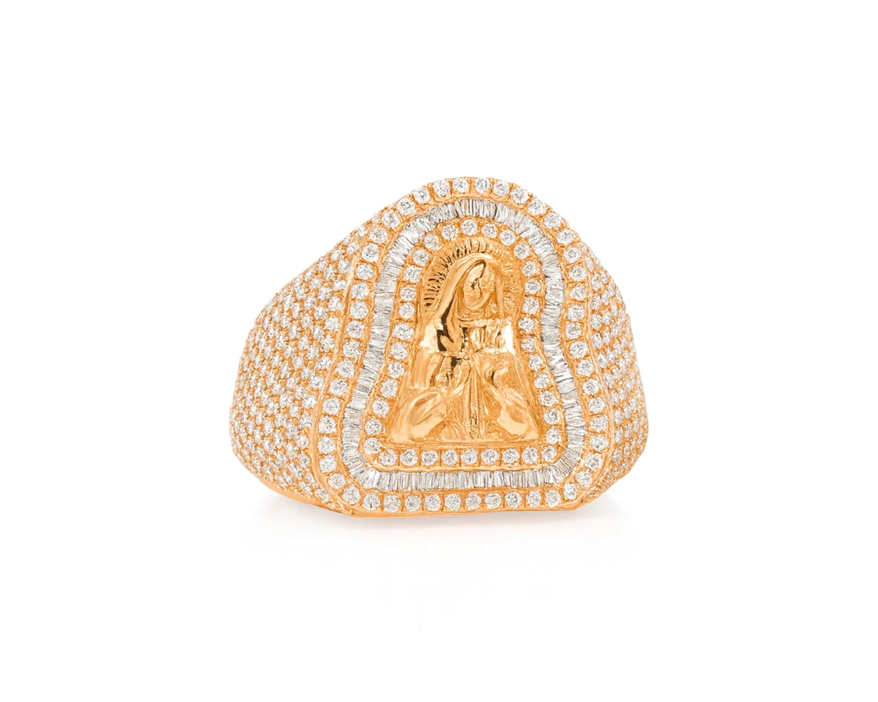10k Gold Diamond Ring with Virgin Mary Design & Round-Cut Accents 2.50ct – lifestyle 1188