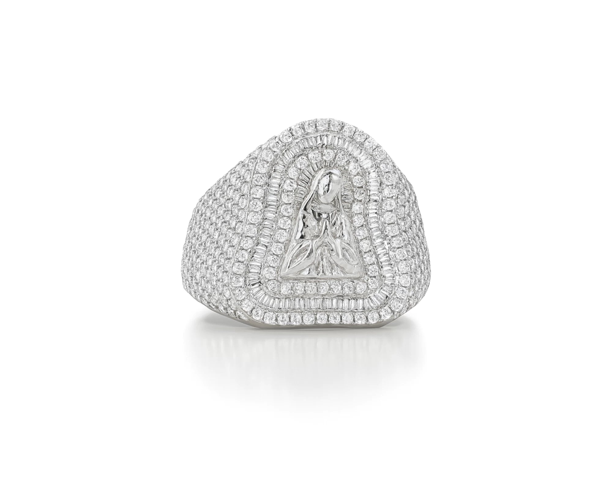 10k Gold Diamond Ring with Virgin Mary Design & Round-Cut Accents 2.50ct – lifestyle 1189