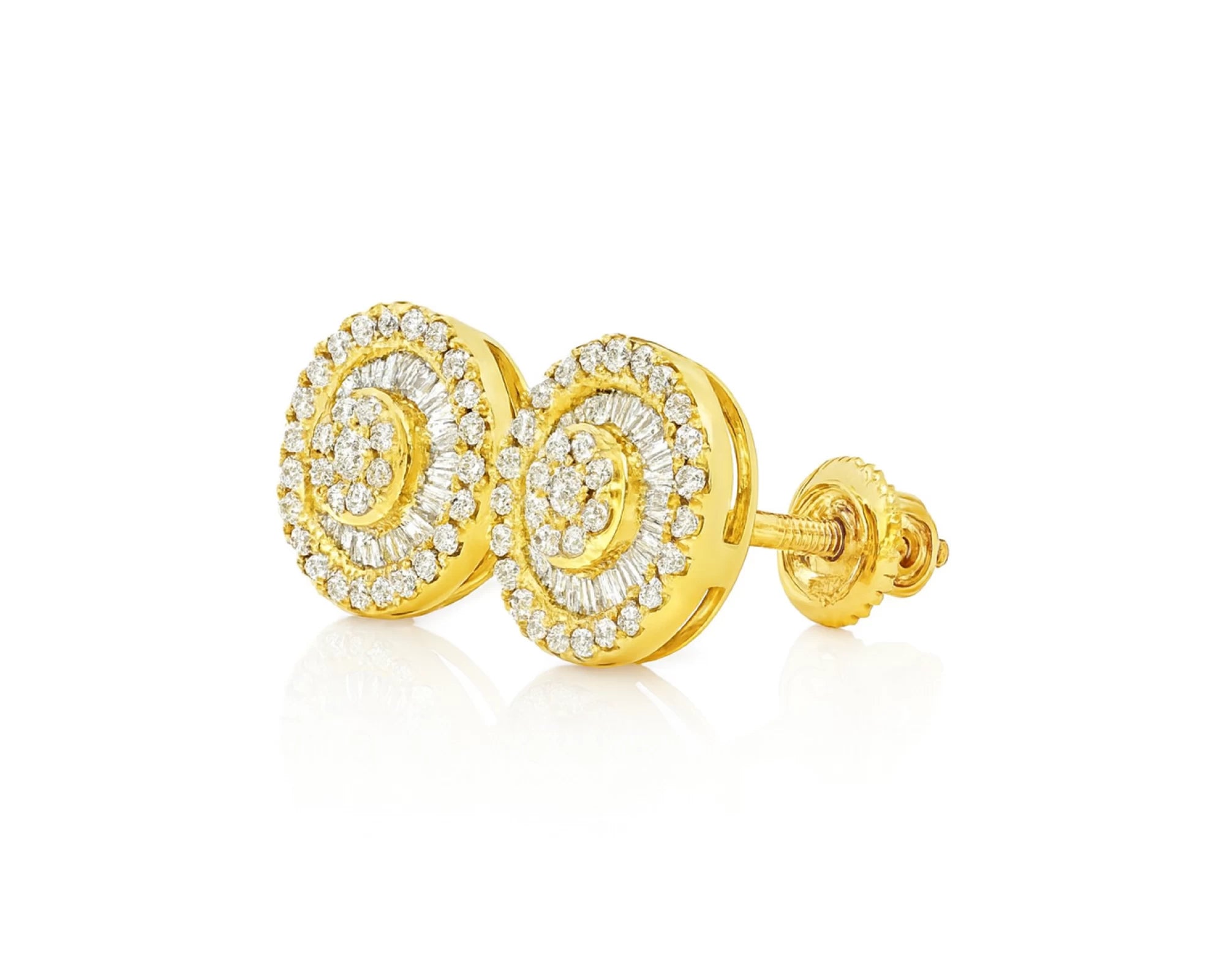 10k Gold Diamond Round Cluster Earrings with Baguette & Round Accents 0.52ct – lifestyle 3778
