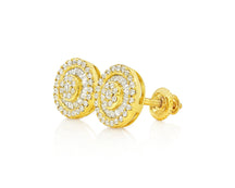 10k Gold Diamond Round Cluster Earrings with Baguette & Round Accents 0.52ct