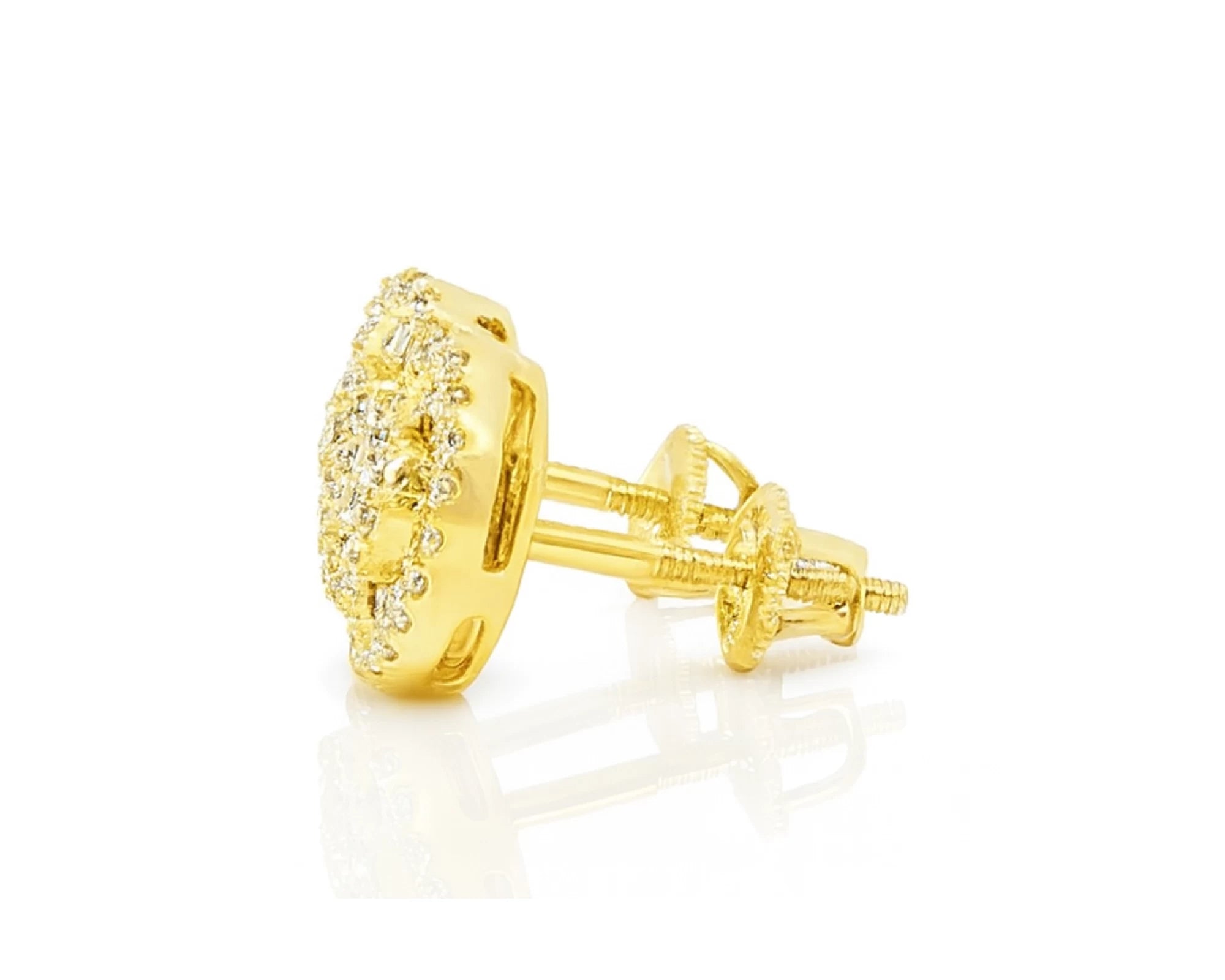 10k Gold Diamond Round Cluster Earrings with Baguette & Round Accents 0.52ct – lifestyle 3779