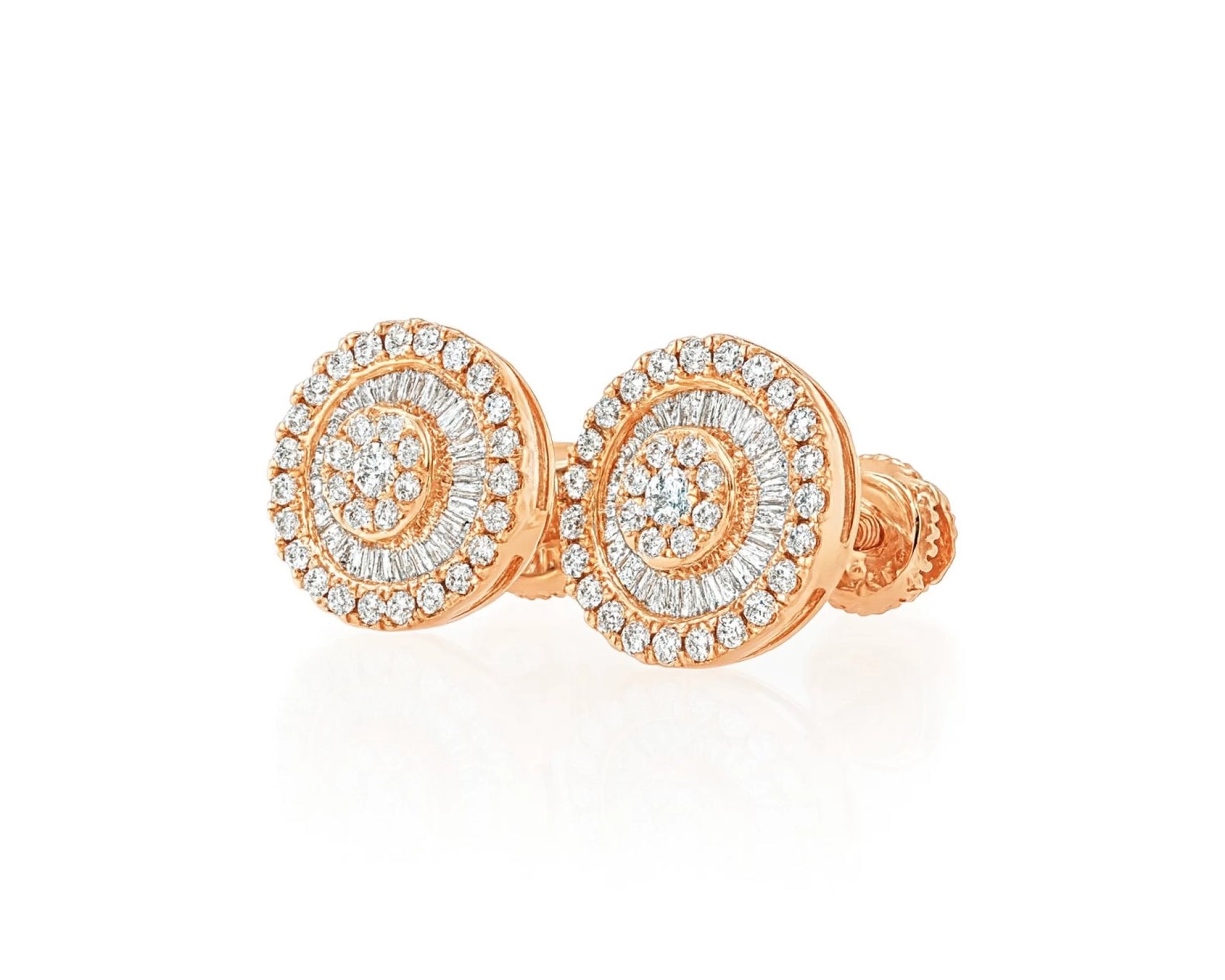 10k Gold Diamond Round Cluster Earrings with Baguette & Round Accents 0.52ct – lifestyle 3780