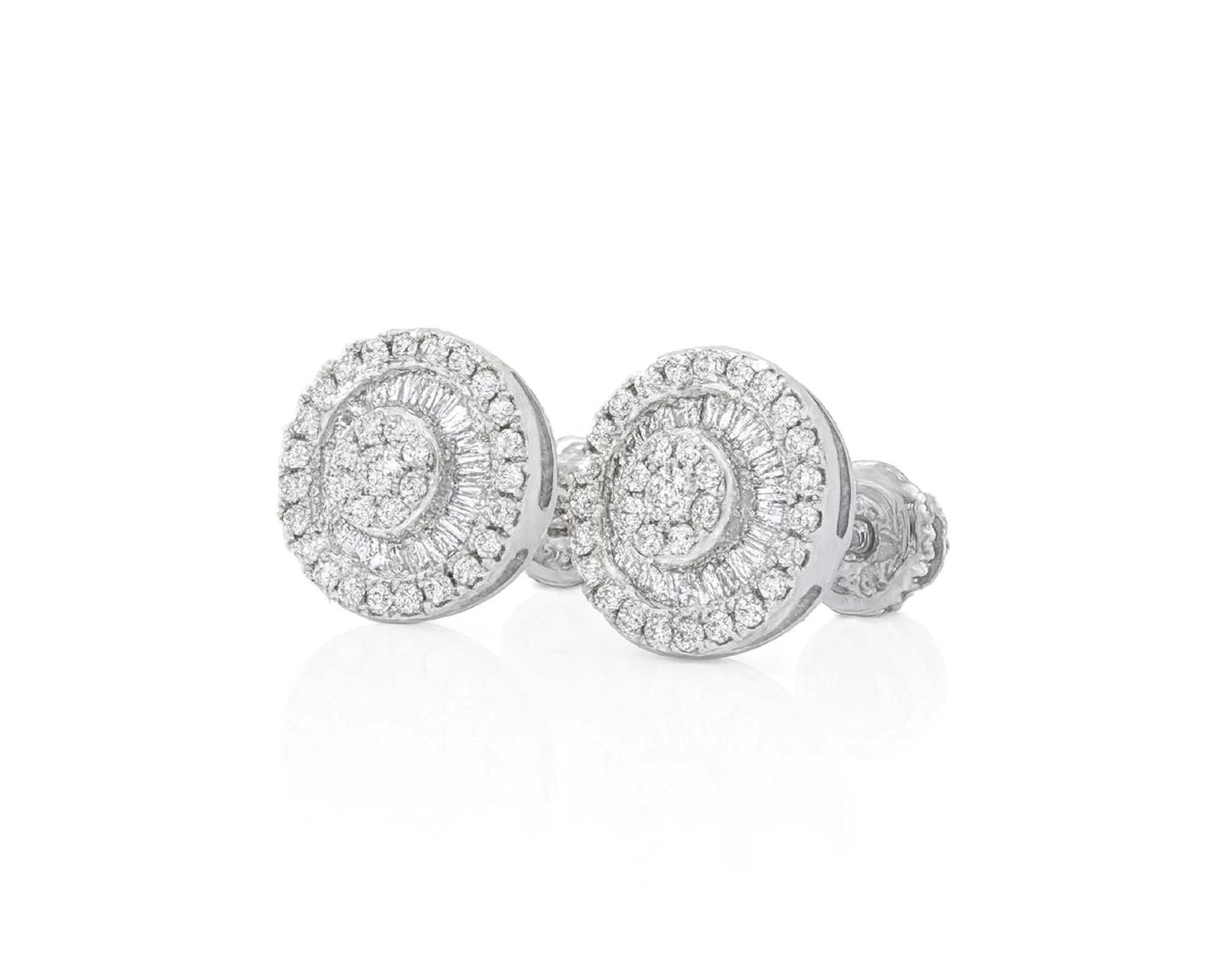 10k Gold Diamond Round Cluster Earrings with Baguette & Round Accents 0.52ct – lifestyle 3781
