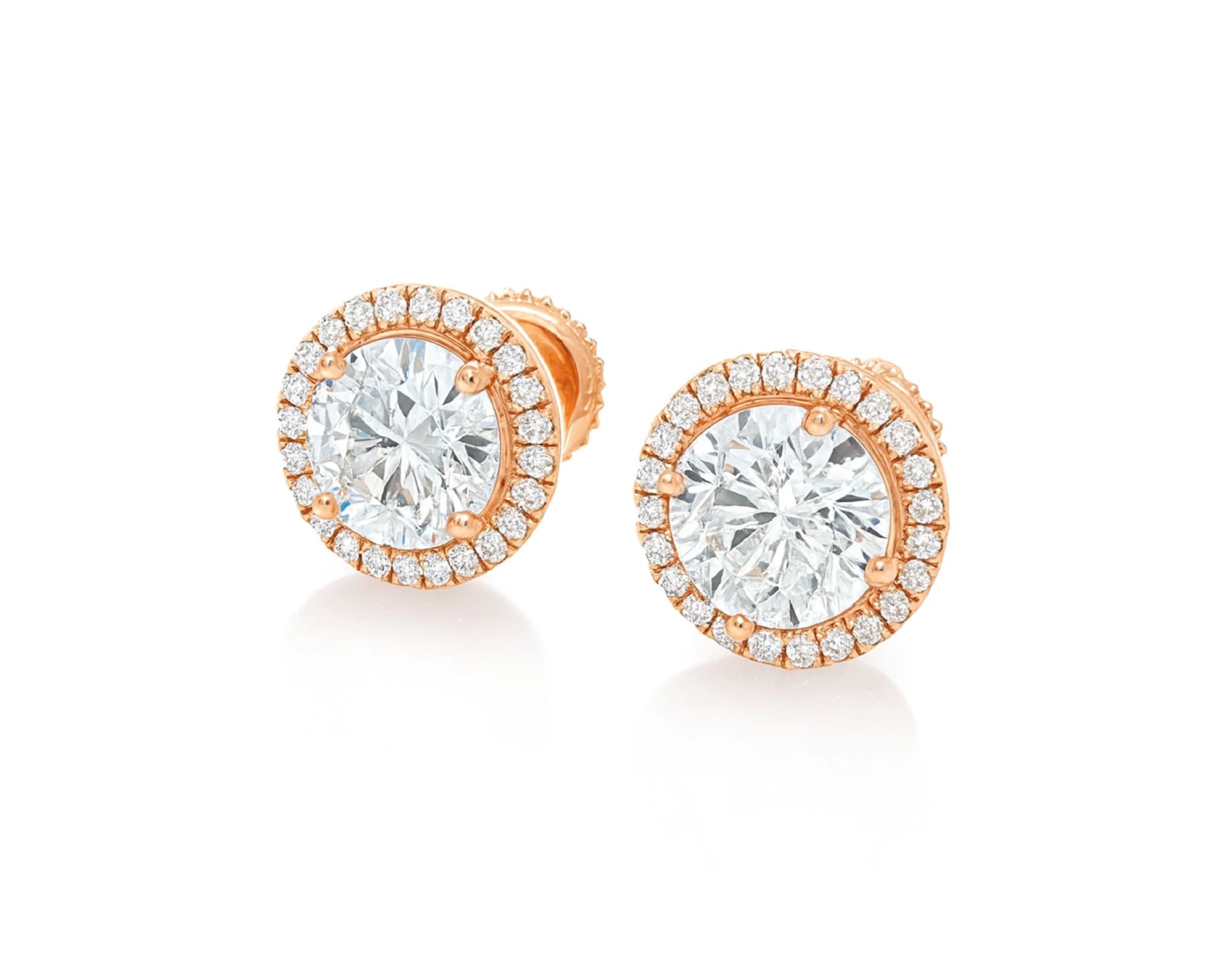 10K Gold Diamond Round Halo Stud Earrings  [0.93ct – 2.32 CT] – lifestyle 3565
