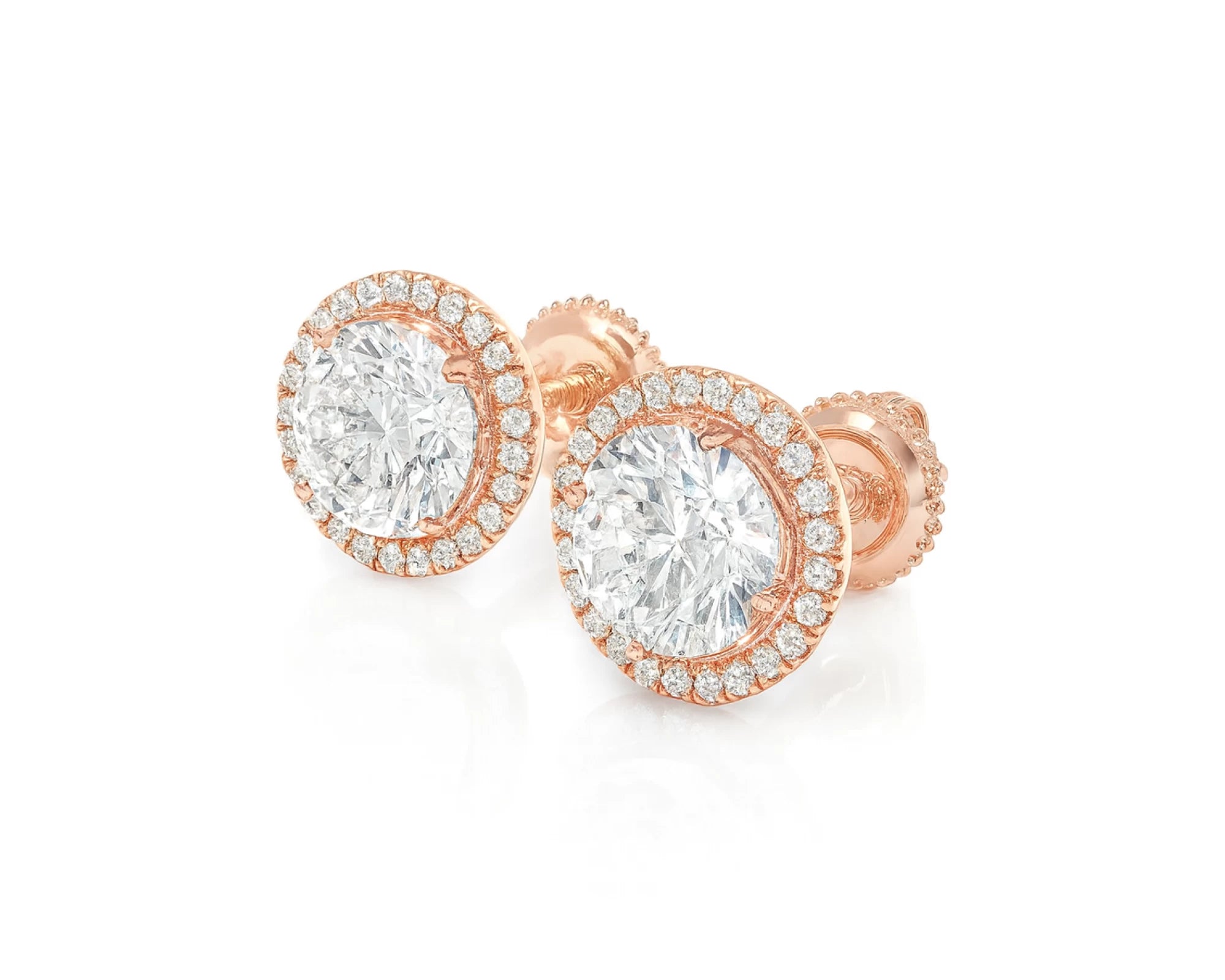 10K Gold Diamond Round Halo Stud Earrings  [0.93ct – 2.32 CT] – lifestyle 3566