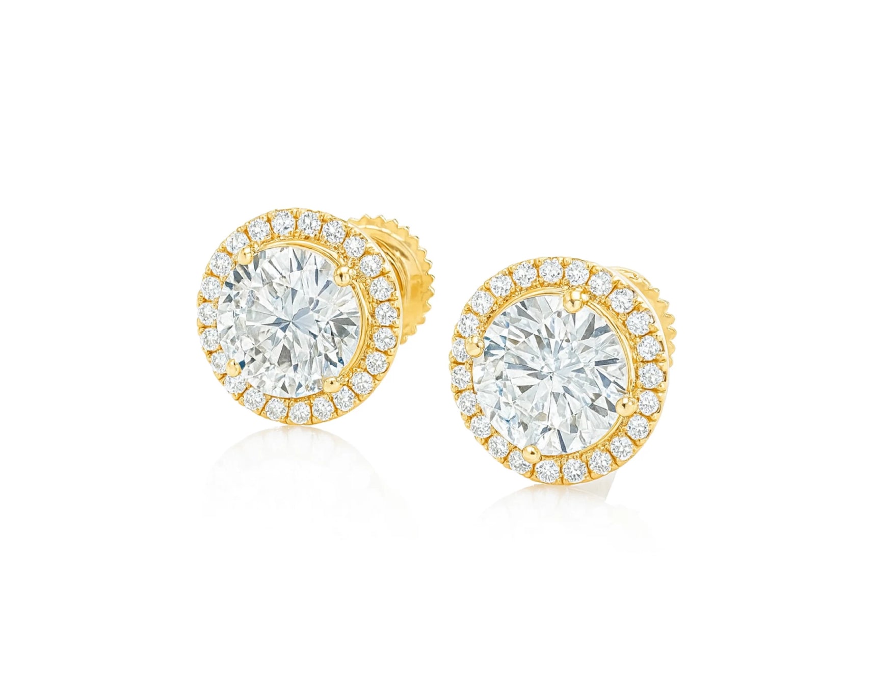 10K Gold Diamond Round Halo Stud Earrings  [0.93ct – 2.32 CT] – lifestyle 3567