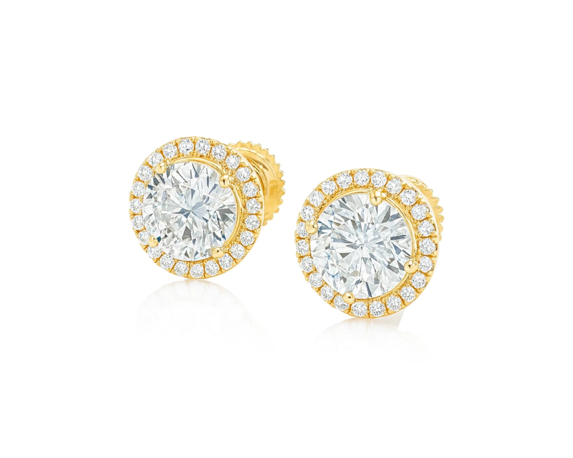10K Gold Diamond Round Halo Stud Earrings  [0.93ct – 2.32 CT] – lifestyle 3567