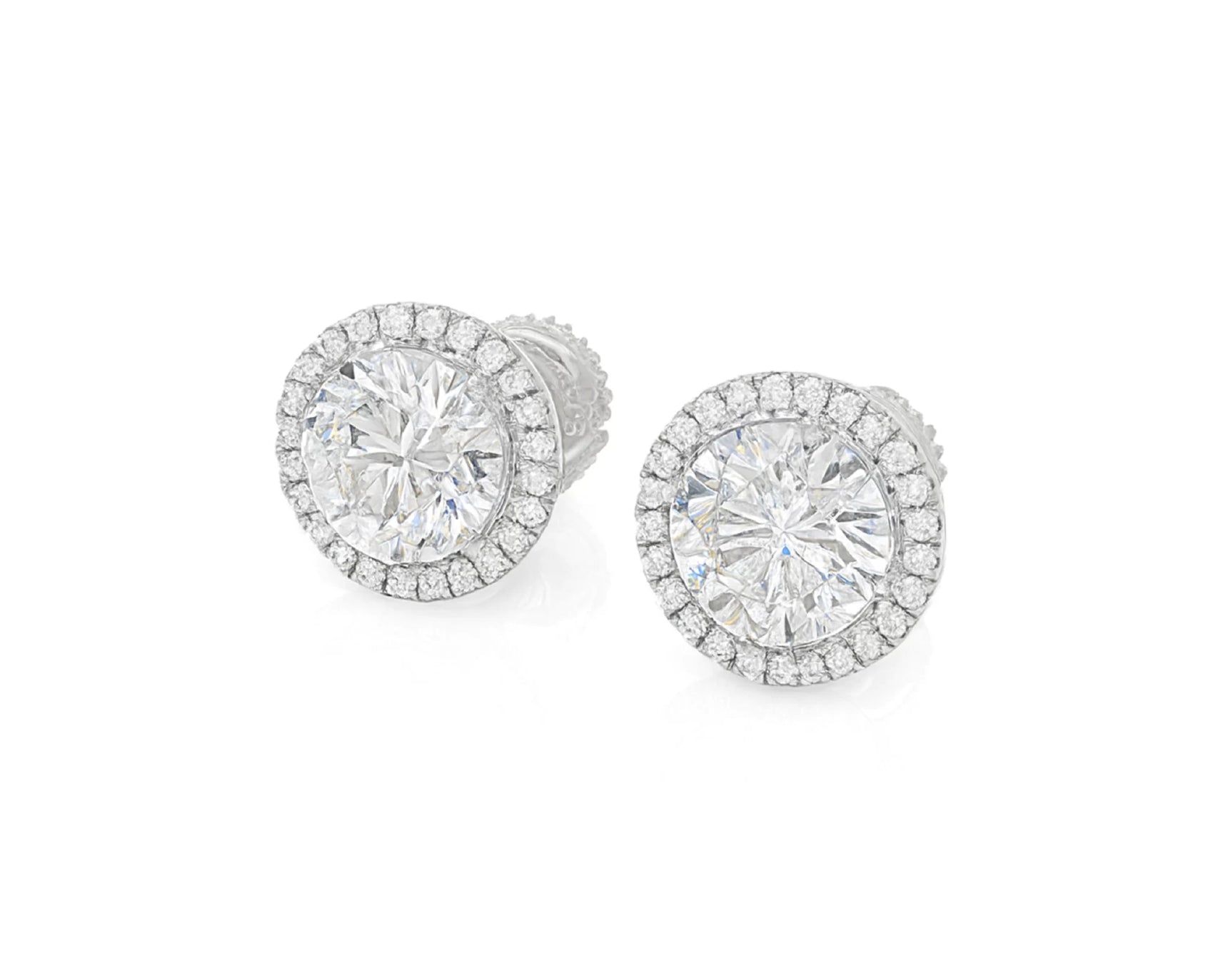 10K Gold Diamond Round Halo Stud Earrings  [0.93ct – 2.32 CT] – lifestyle 3568
