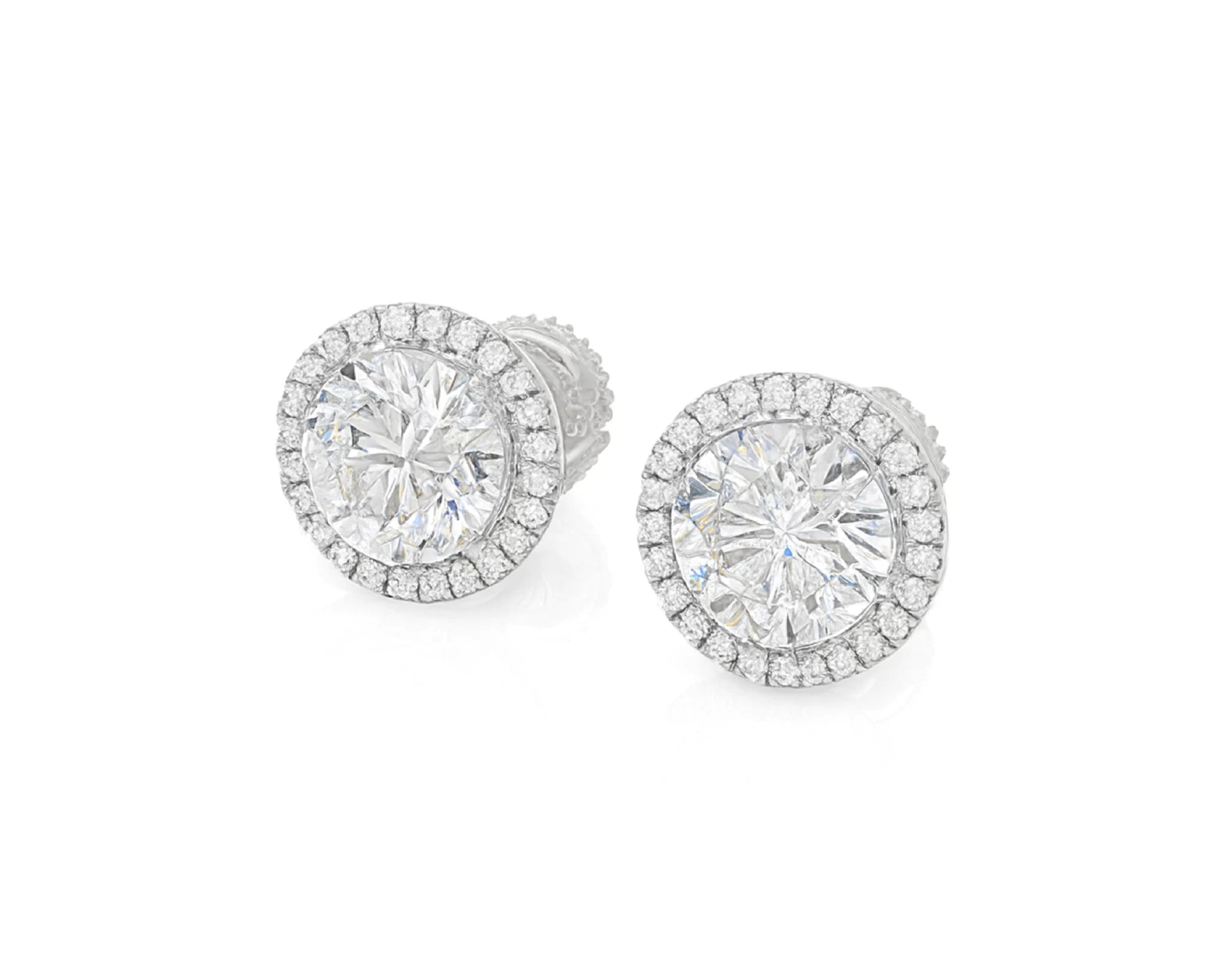 10K Gold Diamond Round Halo Stud Earrings  [0.93ct – 2.32 CT] – lifestyle 3568