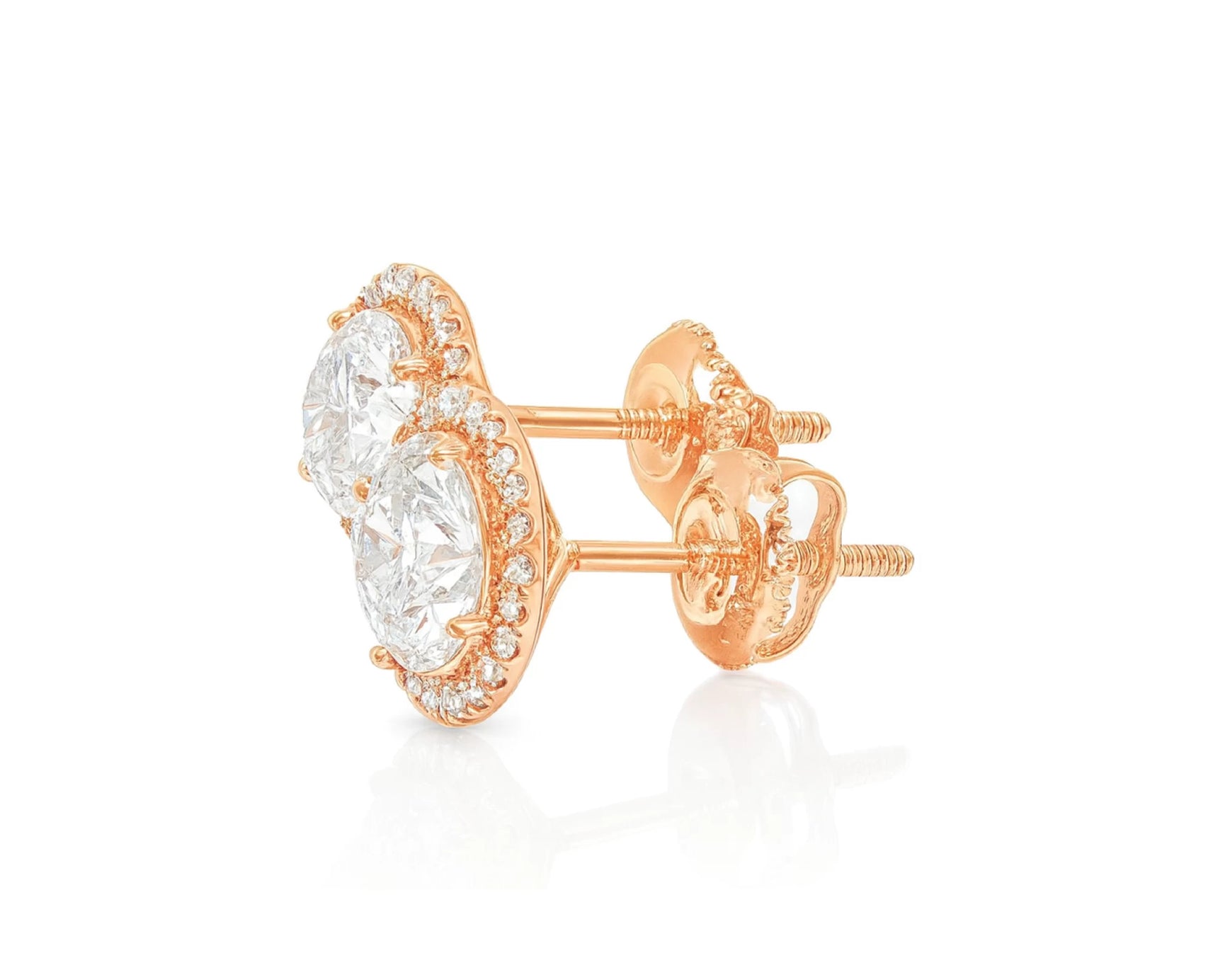 10K Gold Diamond Round Halo Stud Earrings  [0.93ct – 2.32 CT] – lifestyle 3569