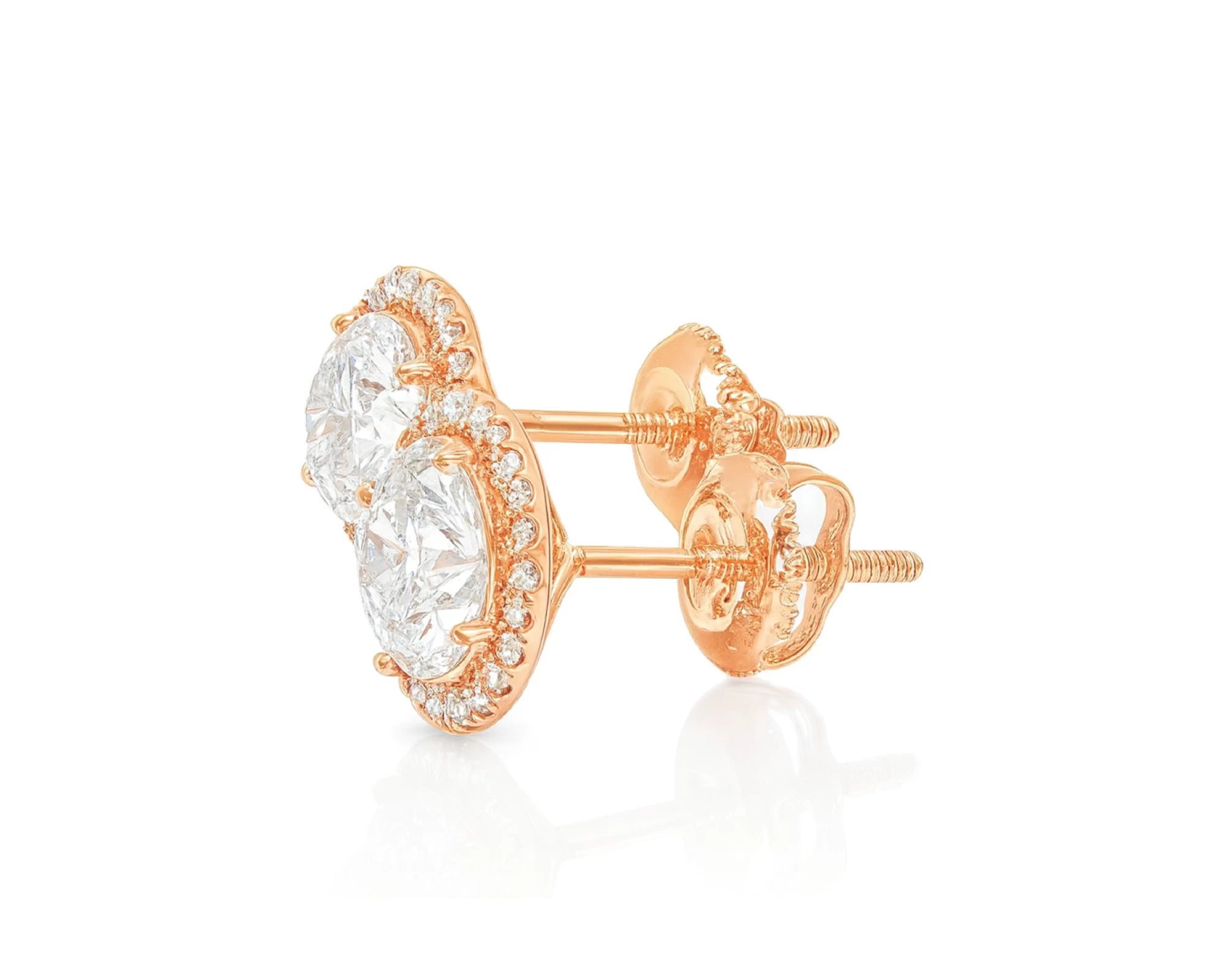 10K Gold Diamond Round Halo Stud Earrings  [0.93ct – 2.32 CT] – lifestyle 3569