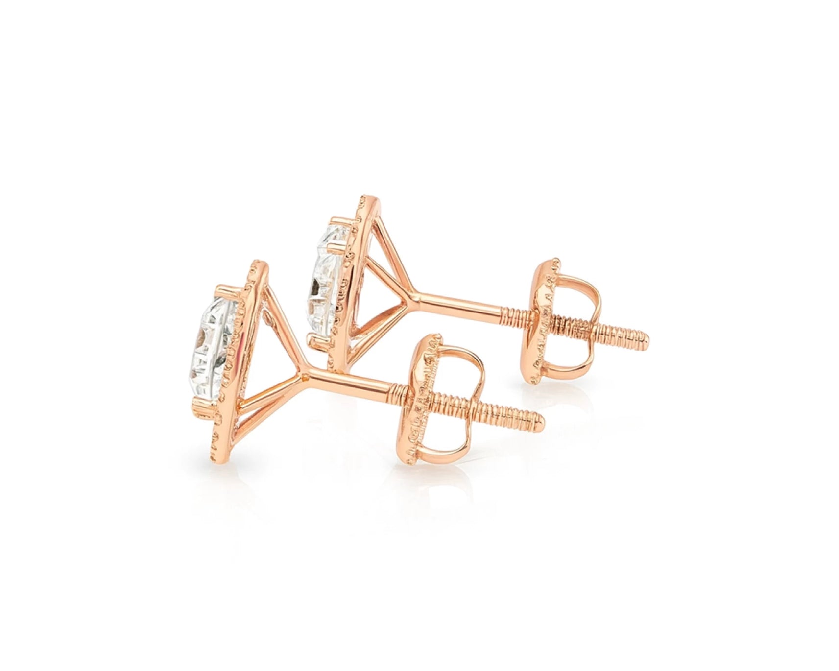 10K Gold Diamond Round Halo Stud Earrings  [0.93ct – 2.32 CT] – lifestyle 3570