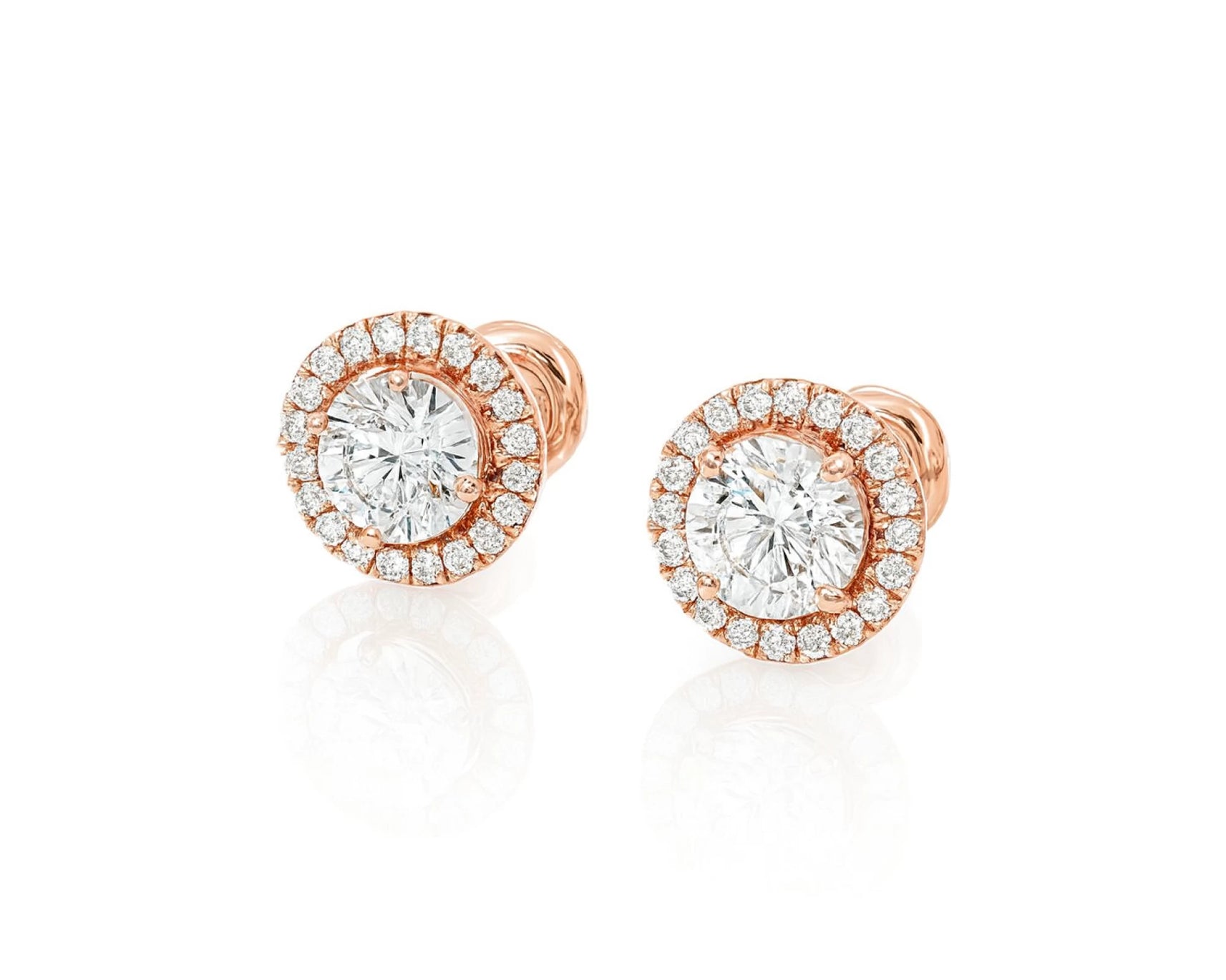 10K Gold Diamond Round Halo Stud Earrings  [0.93ct – 2.32 CT] – lifestyle 3571