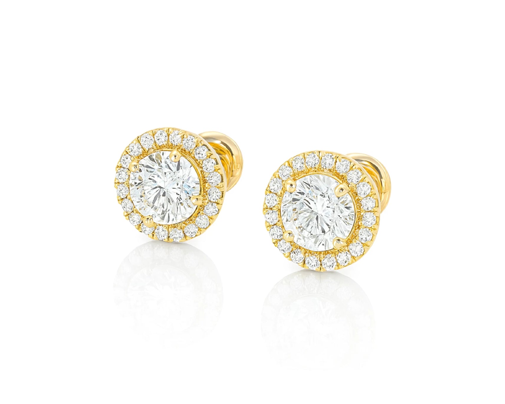 10K Gold Diamond Round Halo Stud Earrings  [0.93ct – 2.32 CT] – lifestyle 3572
