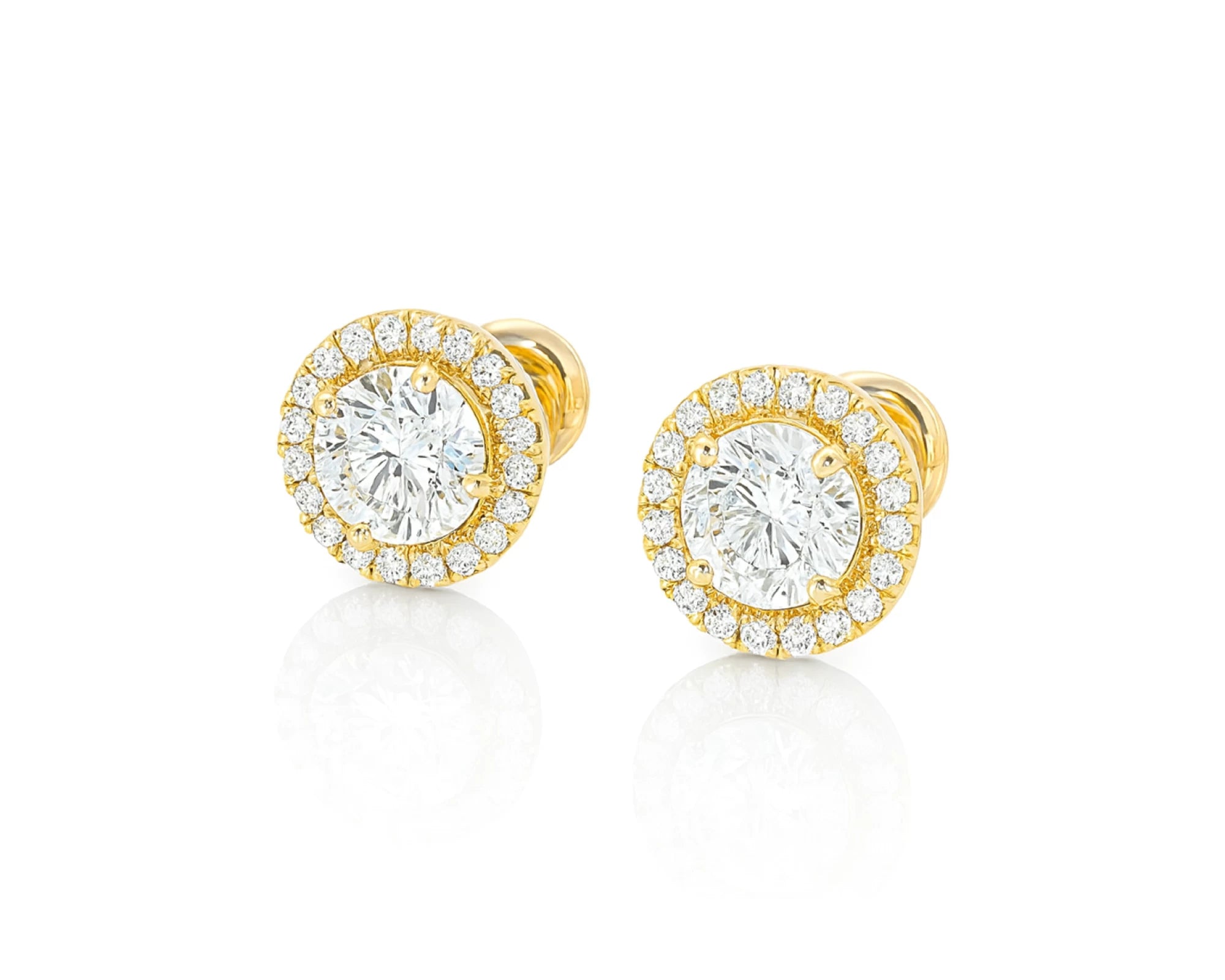 10K Gold Diamond Round Halo Stud Earrings  [0.93ct – 2.32 CT] – lifestyle 3572