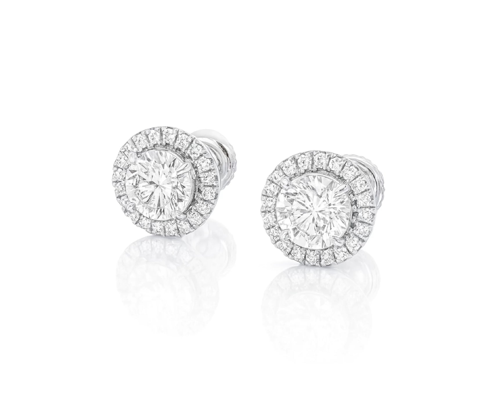 10K Gold Diamond Round Halo Stud Earrings  [0.93ct – 2.32 CT] – lifestyle 3573