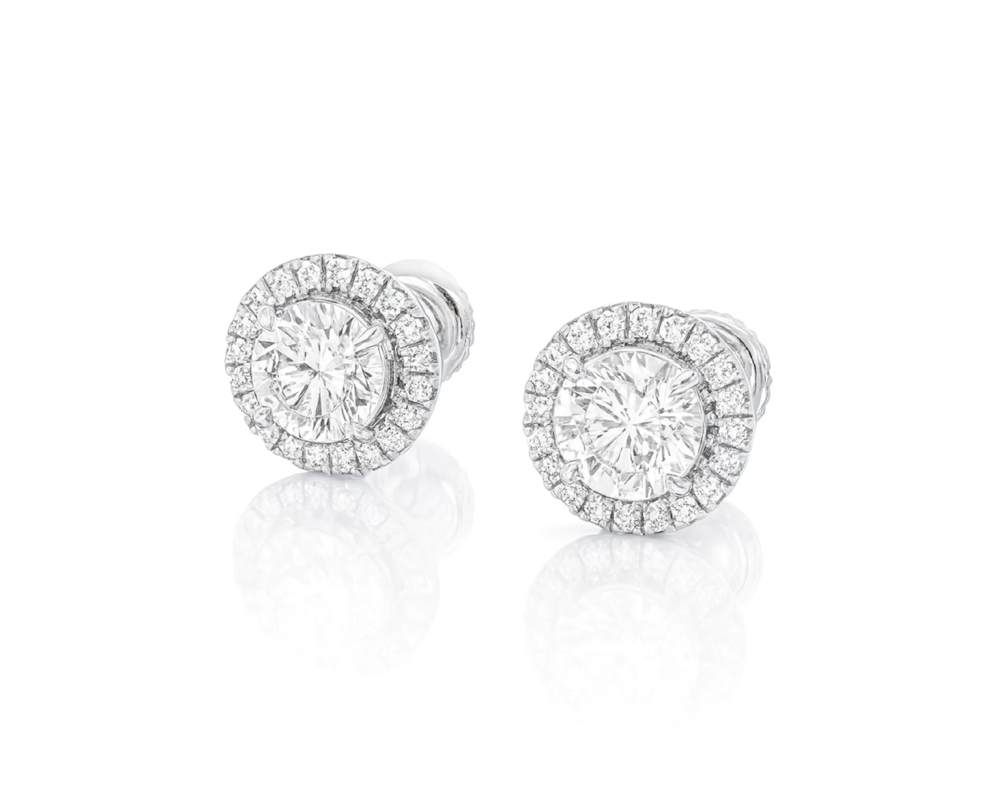 10K Gold Diamond Round Halo Stud Earrings  [0.93ct – 2.32 CT] – lifestyle 3573