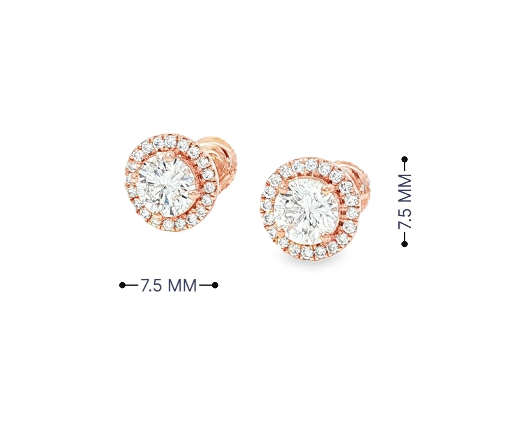 10K Gold Diamond Round Halo Stud Earrings  [0.93ct – 2.32 CT] – view 12