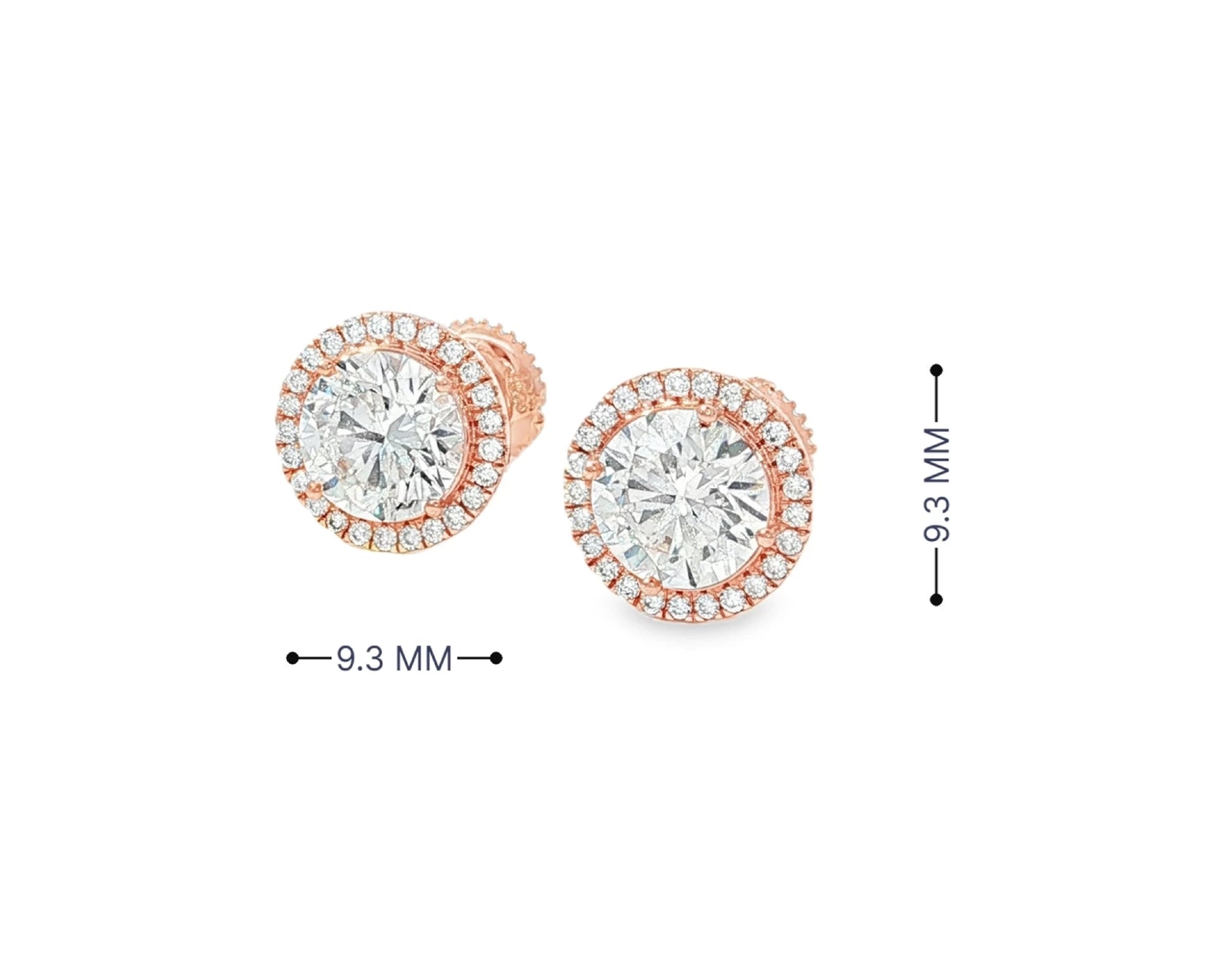 10K Gold Diamond Round Halo Stud Earrings  [0.93ct – 2.32 CT] – view 6