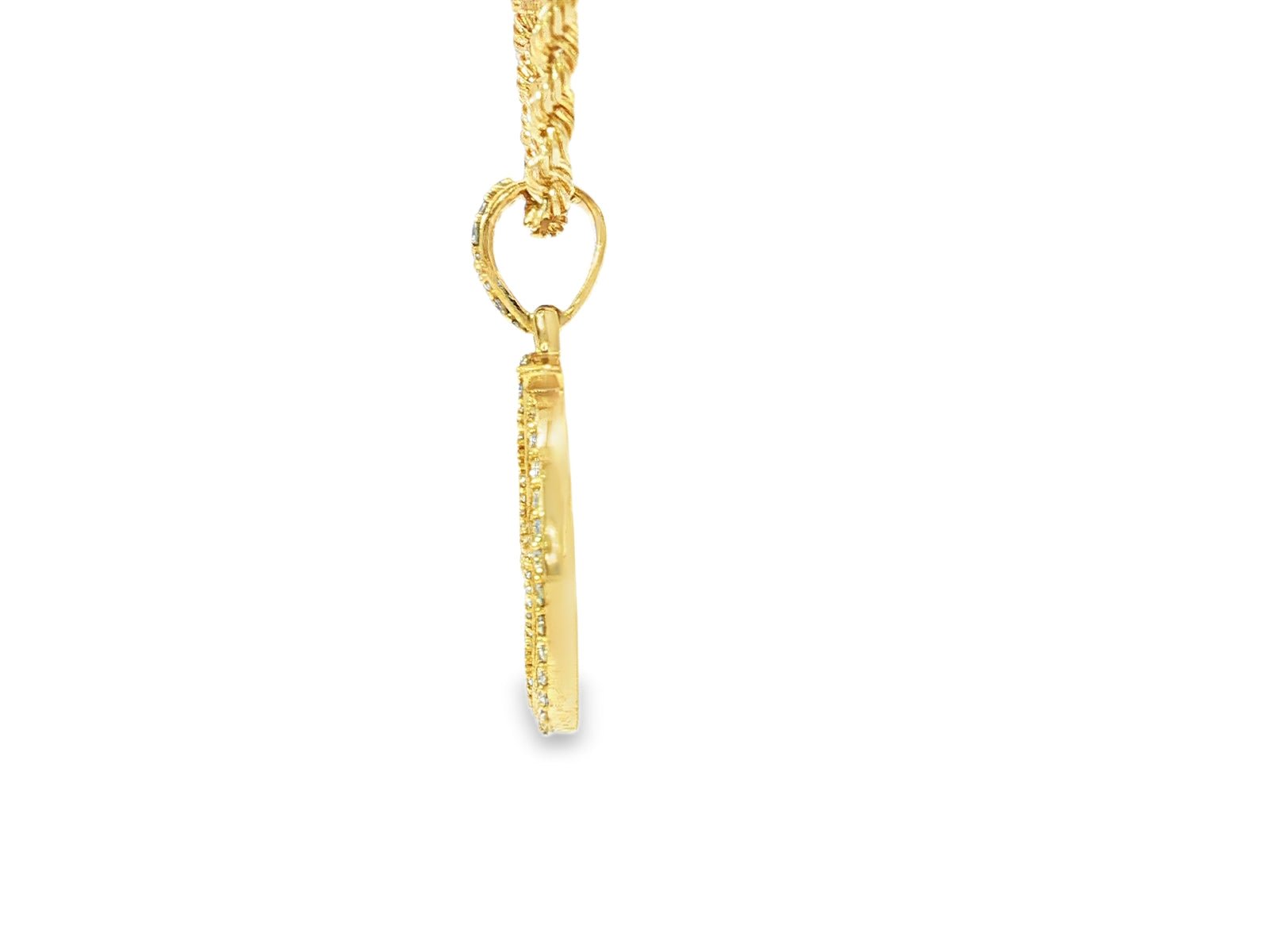 10k Gold Diamond Round Lightning - Bolt Medallion Pendant 2.50ct - AVI THE JEWELER