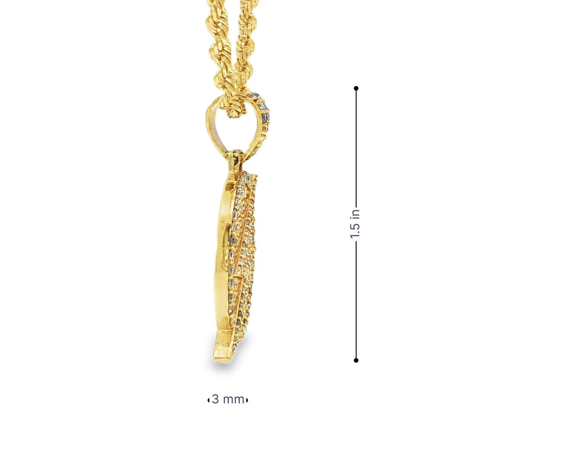 10k Gold Diamond Round Lightning - Bolt Medallion Pendant 2.50ct - AVI THE JEWELER