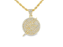 10k Gold Diamond Round Lightning-Bolt Medallion Pendant 2.50ct