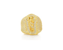 10K Gold Diamond Saint Medallion Ring with Pavé & Baguette 3.75ct