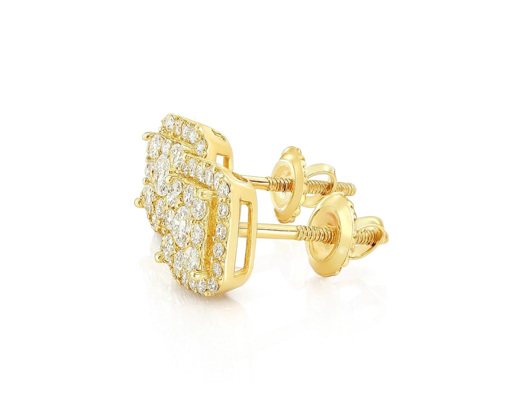 10K Gold Diamond Square Halo Stud Earrings with Pavé Accents 0.60 CT – lifestyle 3490
