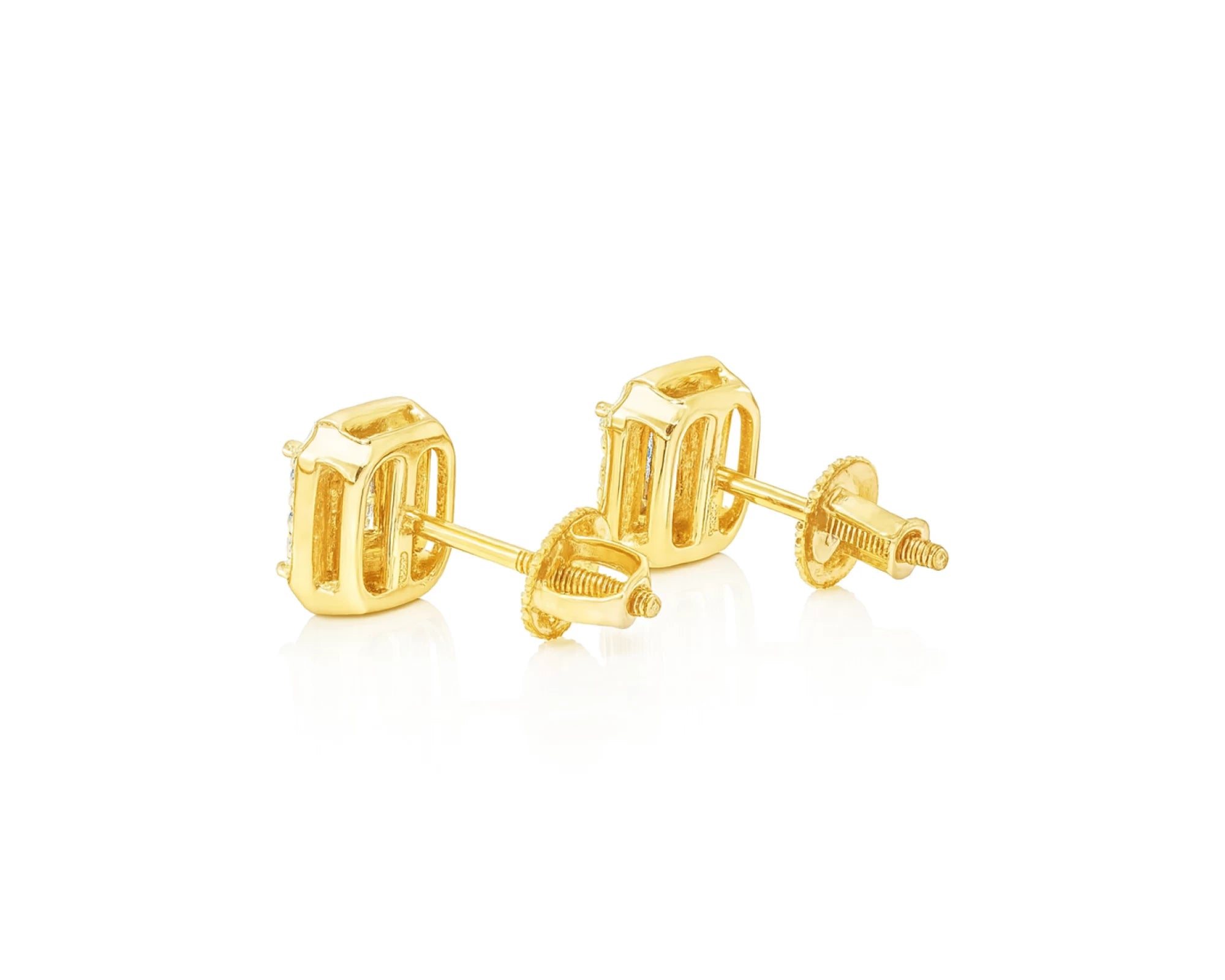 10K Gold Diamond Square Halo Stud Earrings with Pavé Accents 0.60 CT – lifestyle 3491