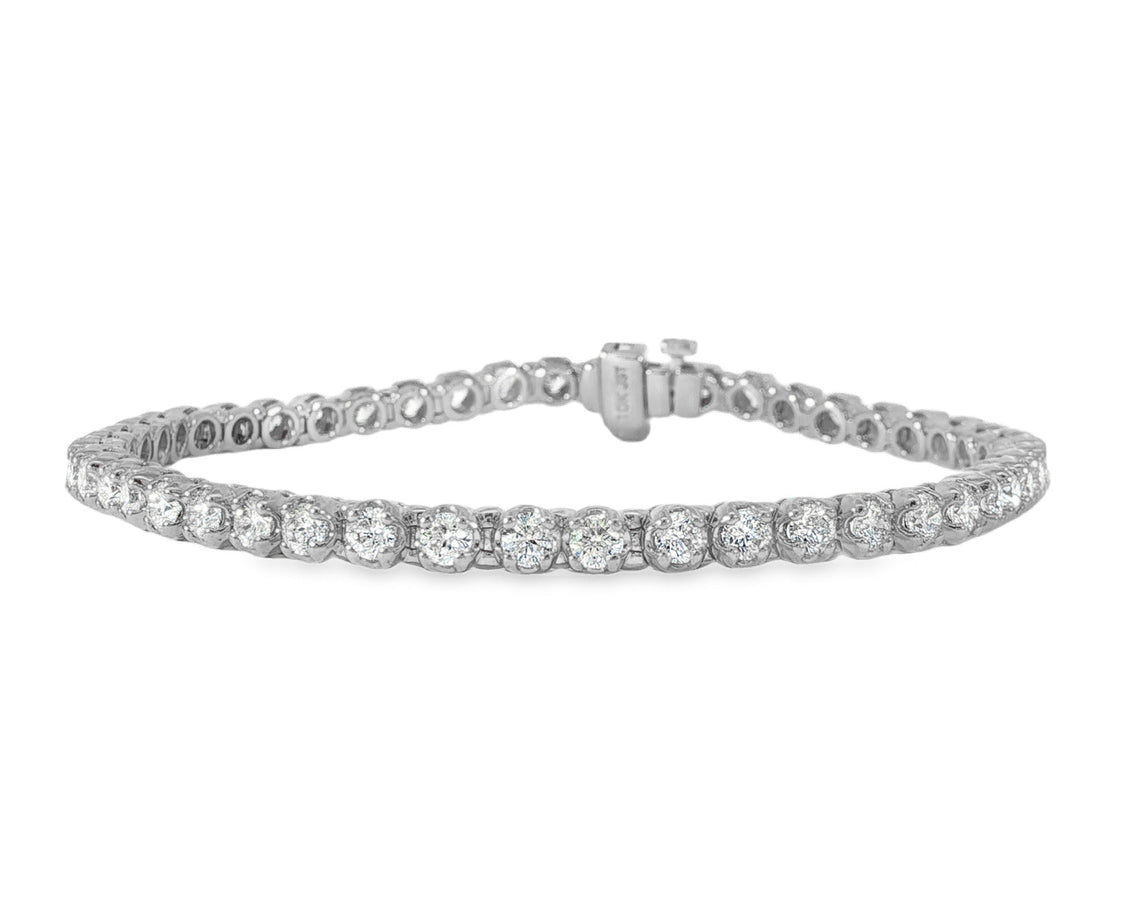 10k Gold Diamond Tennis Bracelet with Round - Cut Design 7ct - AVI THE JEWELER
