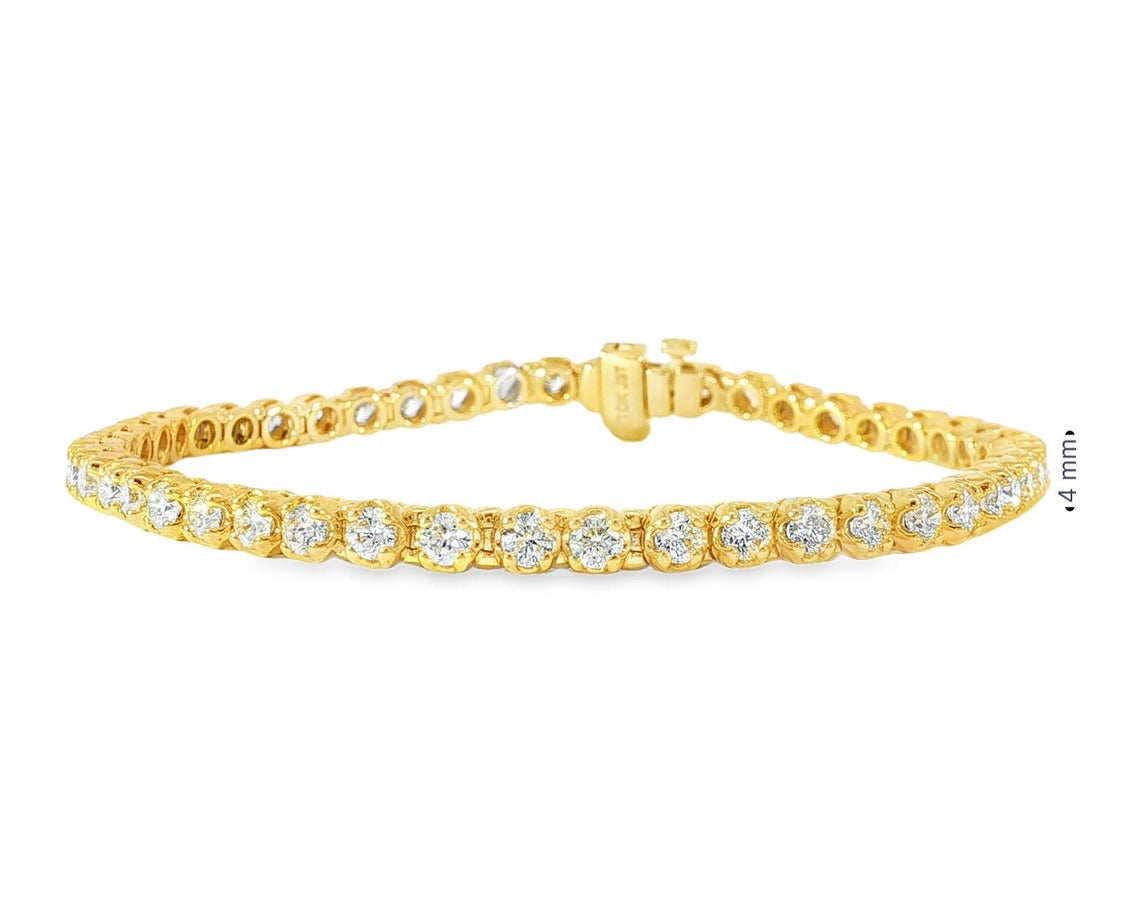 10k Gold Diamond Tennis Bracelet with Round - Cut Design 7ct - AVI THE JEWELER
