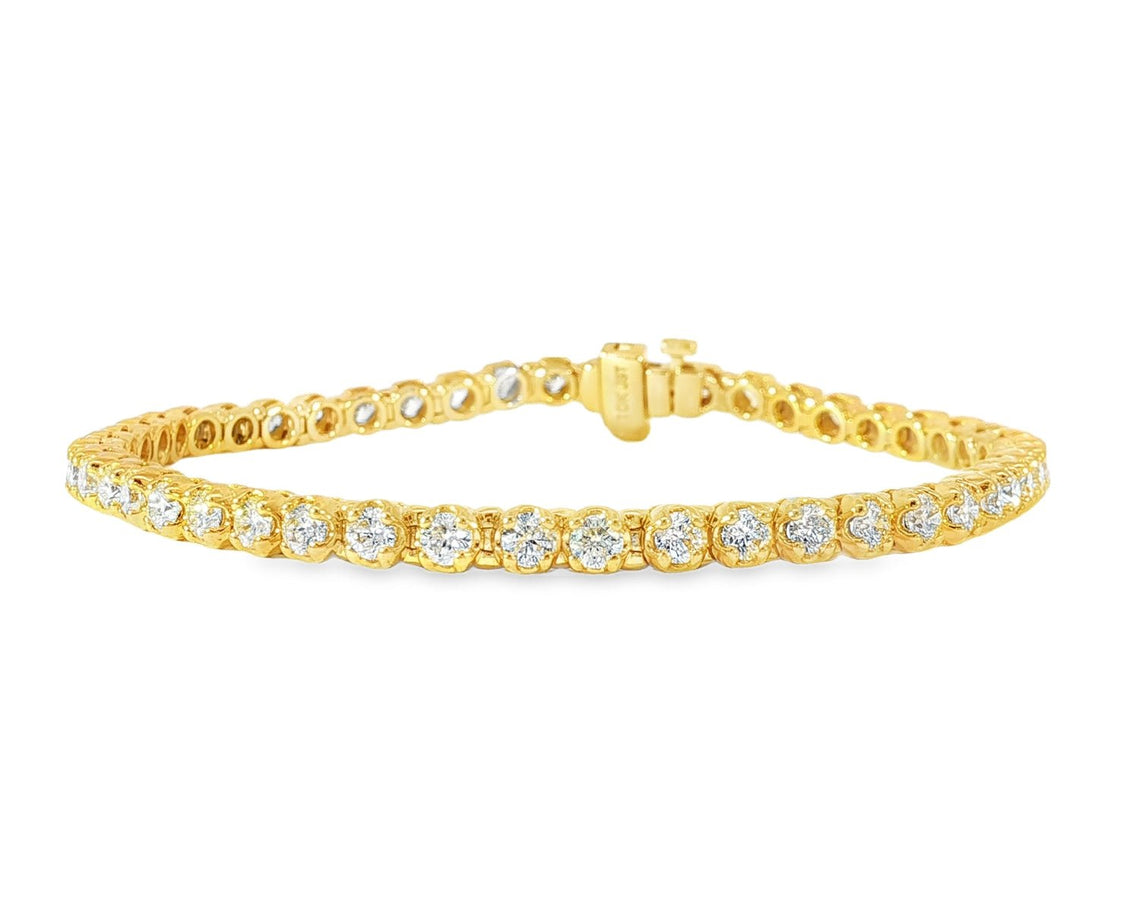 10k Gold Diamond Tennis Bracelet with Round - Cut Design 7ct - AVI THE JEWELER
