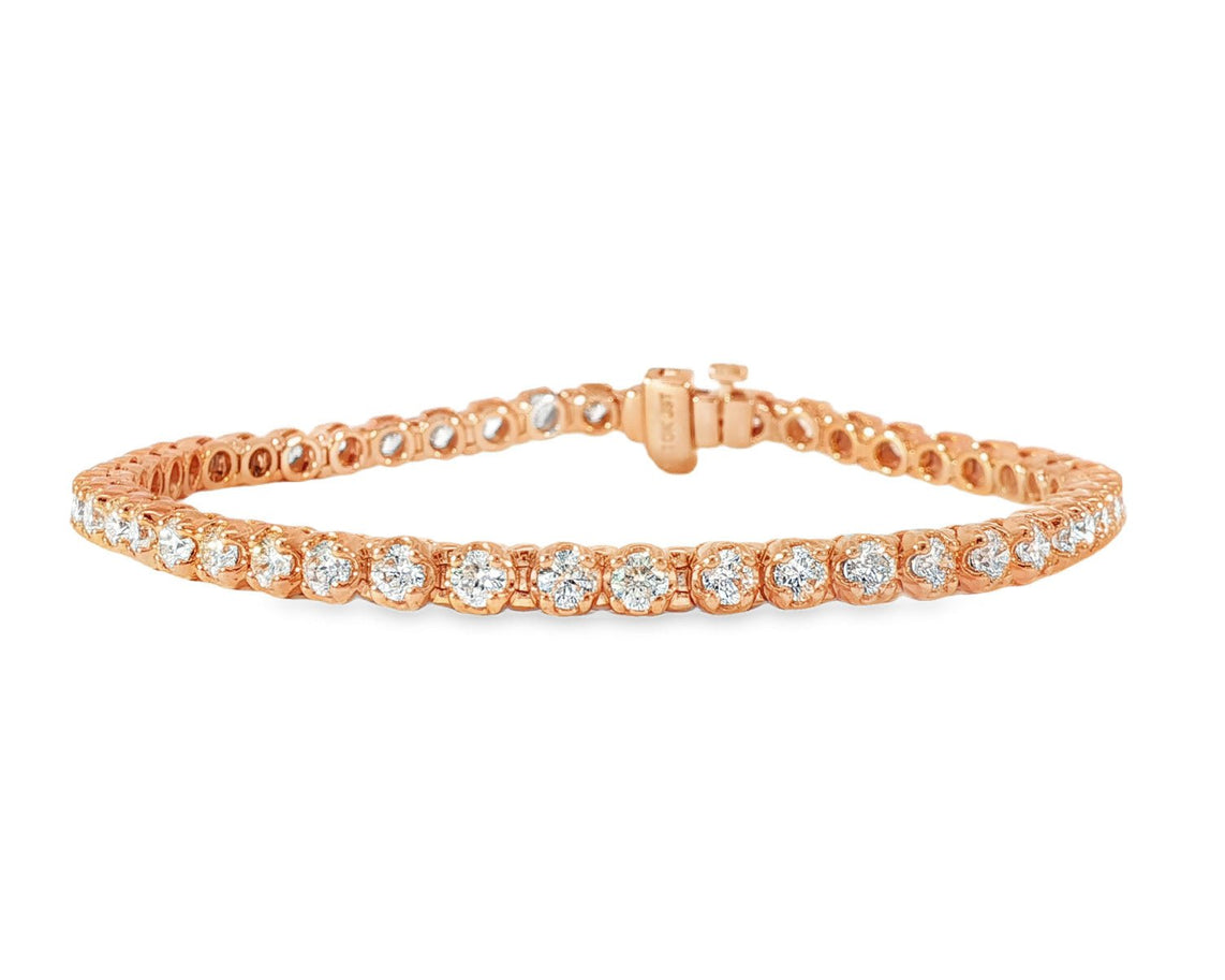 10k Gold Diamond Tennis Bracelet with Round - Cut Design 7ct - AVI THE JEWELER