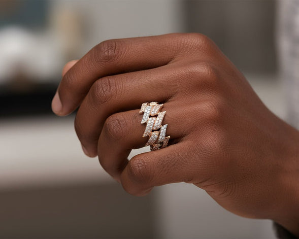 10k Gold Diamond Two - Tone Ring with Overlapping Wave Design 2.00ct - AVI THE JEWELER