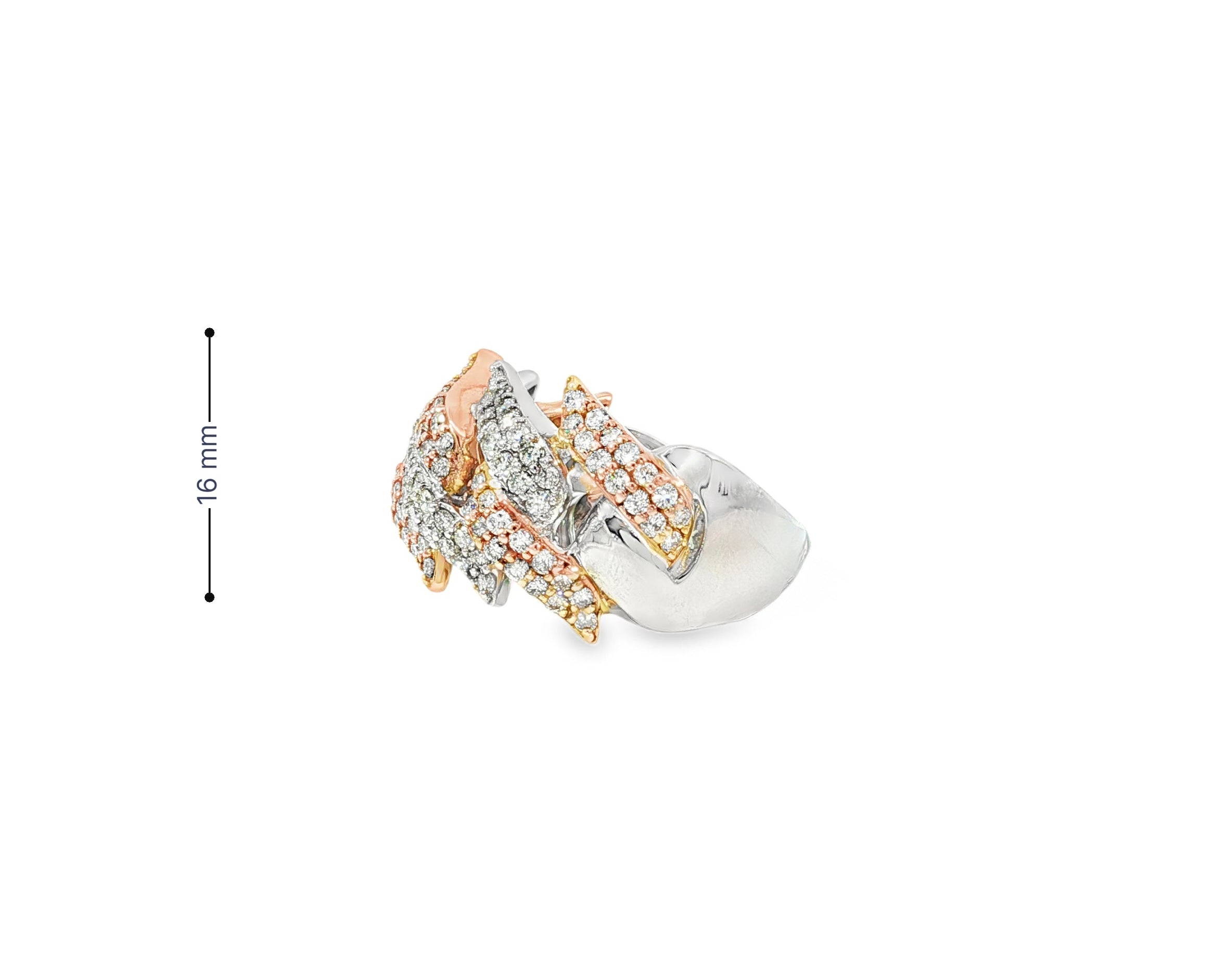 10k Gold Diamond Two - Tone Ring with Overlapping Wave Design 2.00ct - AVI THE JEWELER