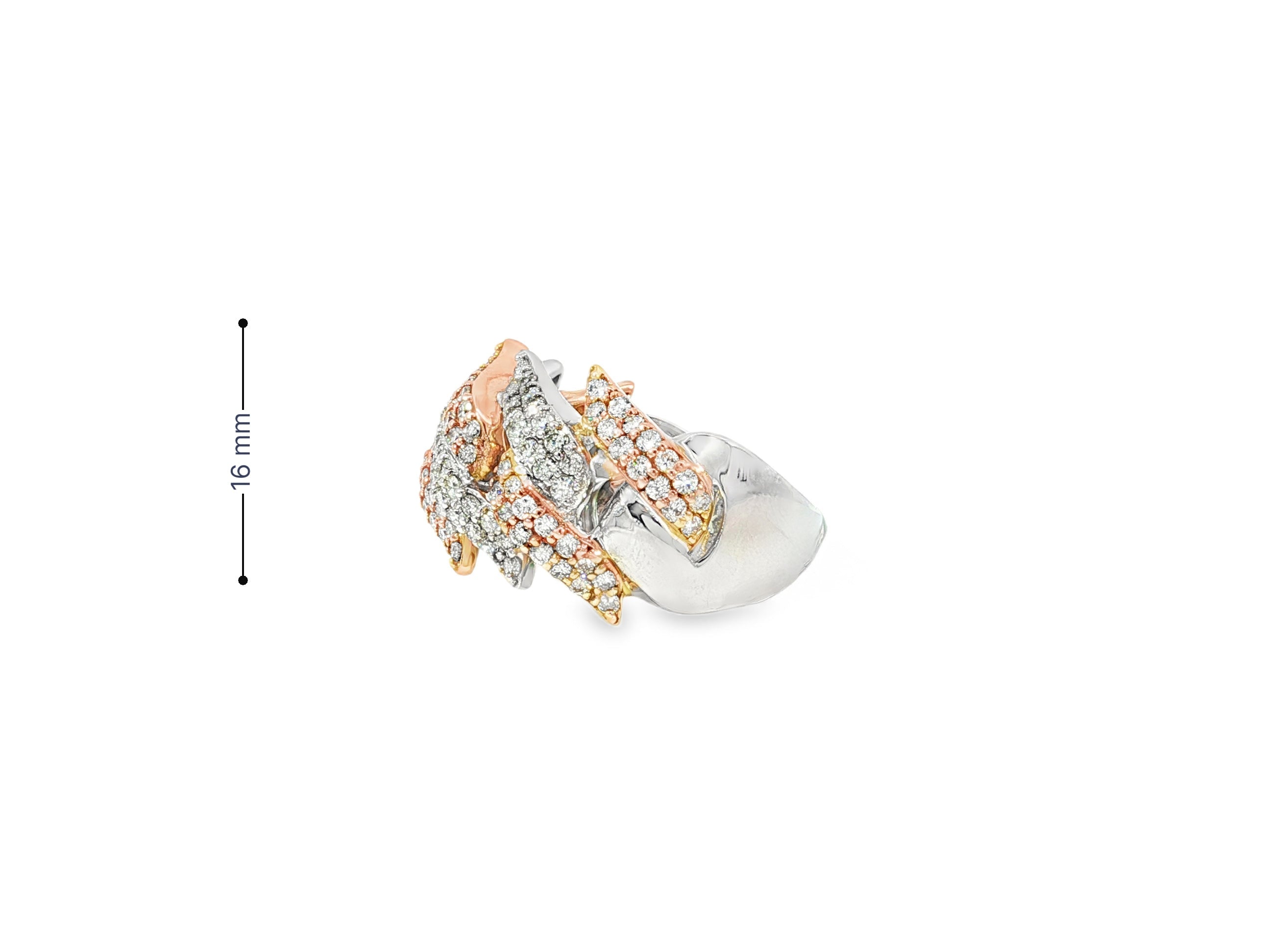 10k Gold Diamond Two - Tone Ring with Overlapping Wave Design 2.00ct - AVI THE JEWELER