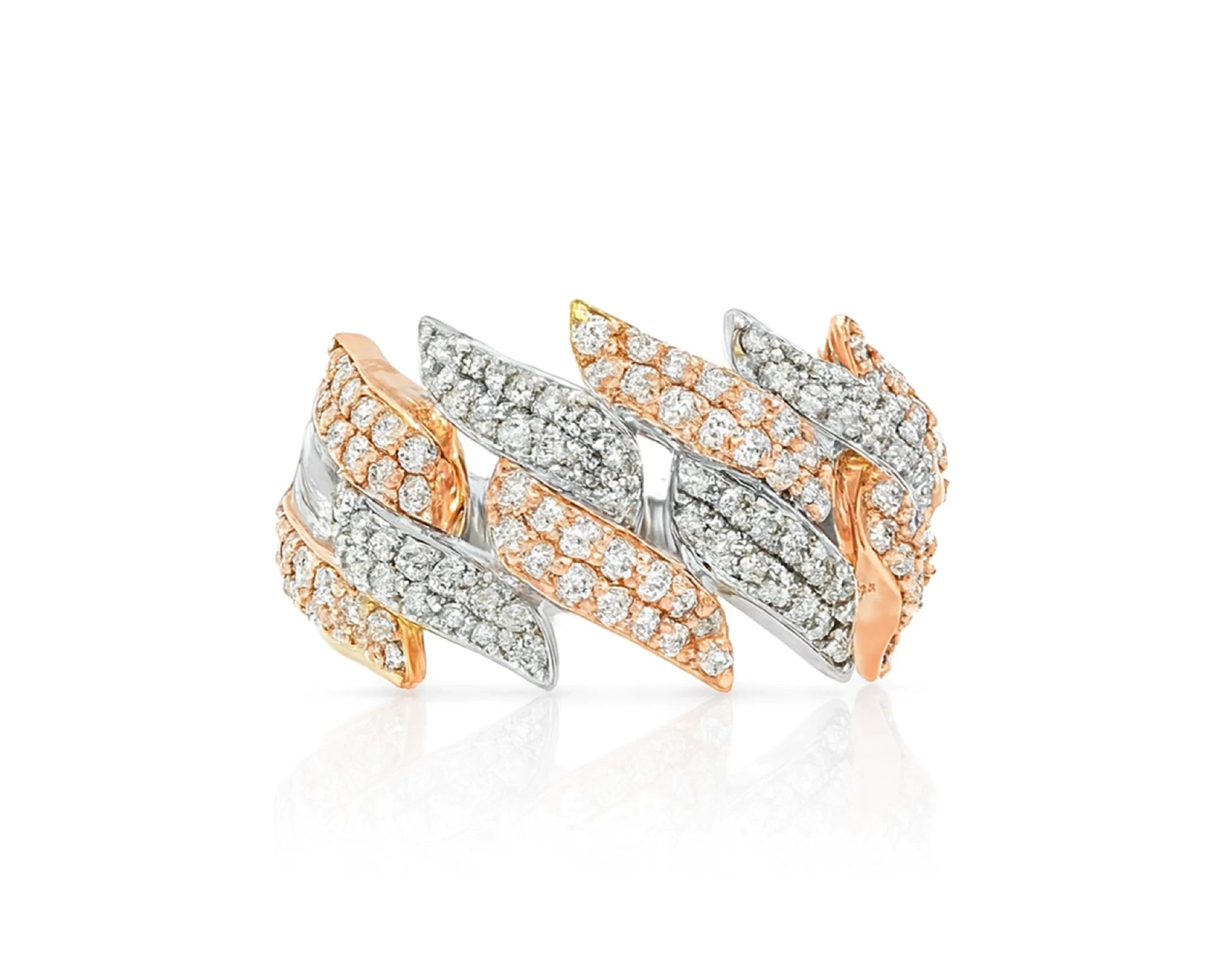 10k Gold Diamond Two-Tone Ring with Overlapping Wave Design 2.00ct – lifestyle 1502