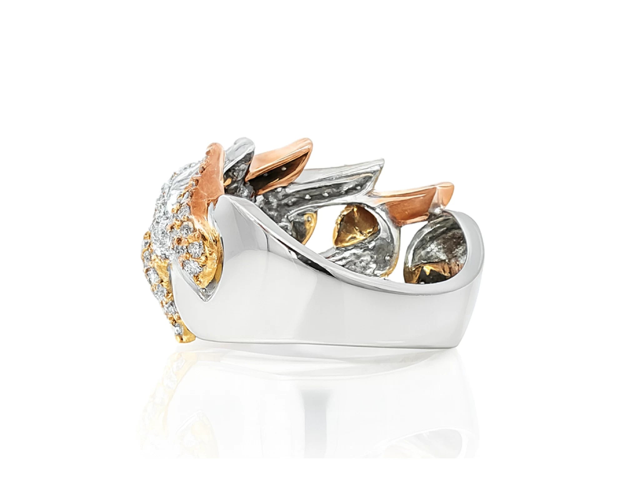 10k Gold Diamond Two-Tone Ring with Overlapping Wave Design 2.00ct – lifestyle 1504