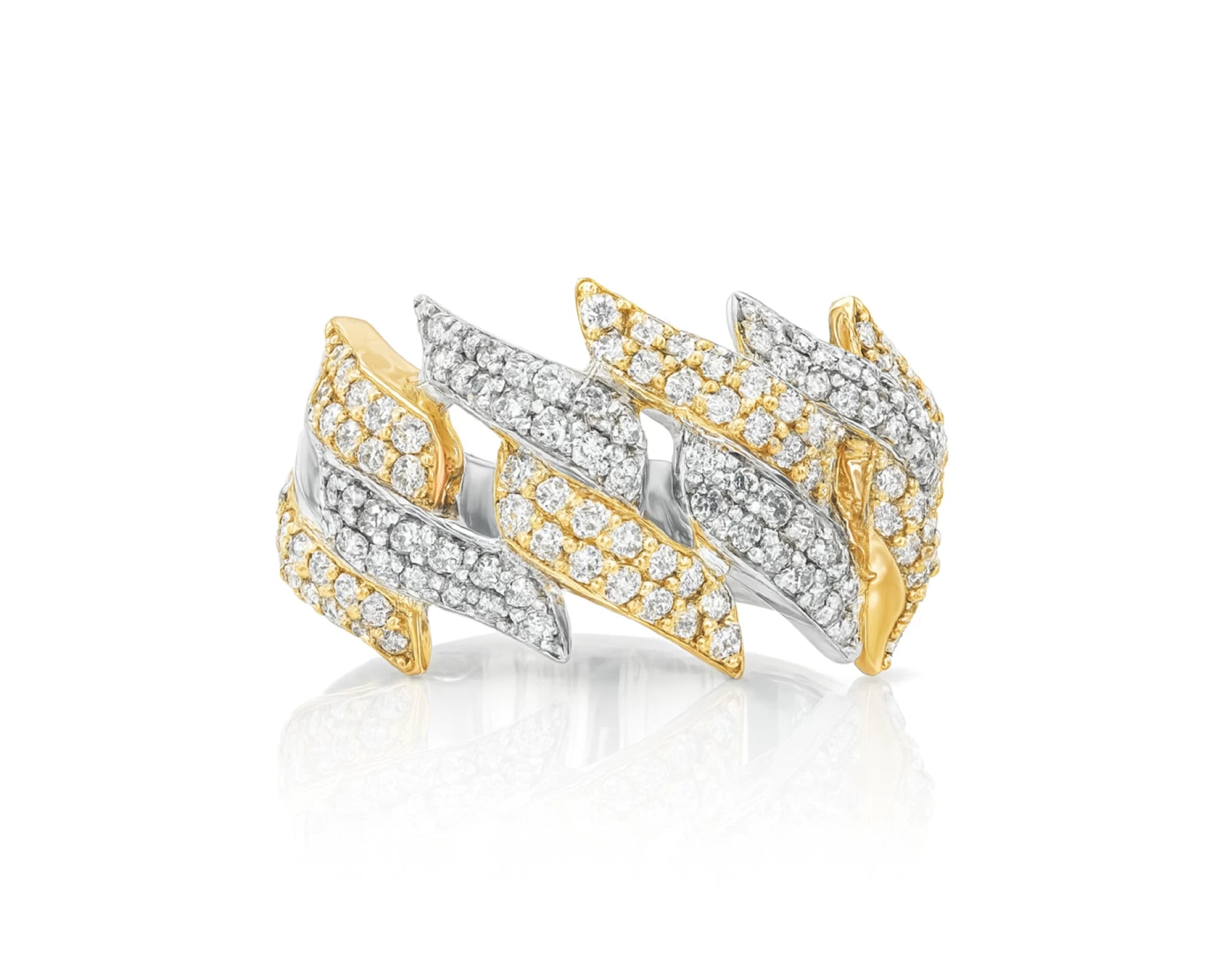 10k Gold Diamond Two-Tone Ring with Overlapping Wave Design 2.00ct – lifestyle 1505