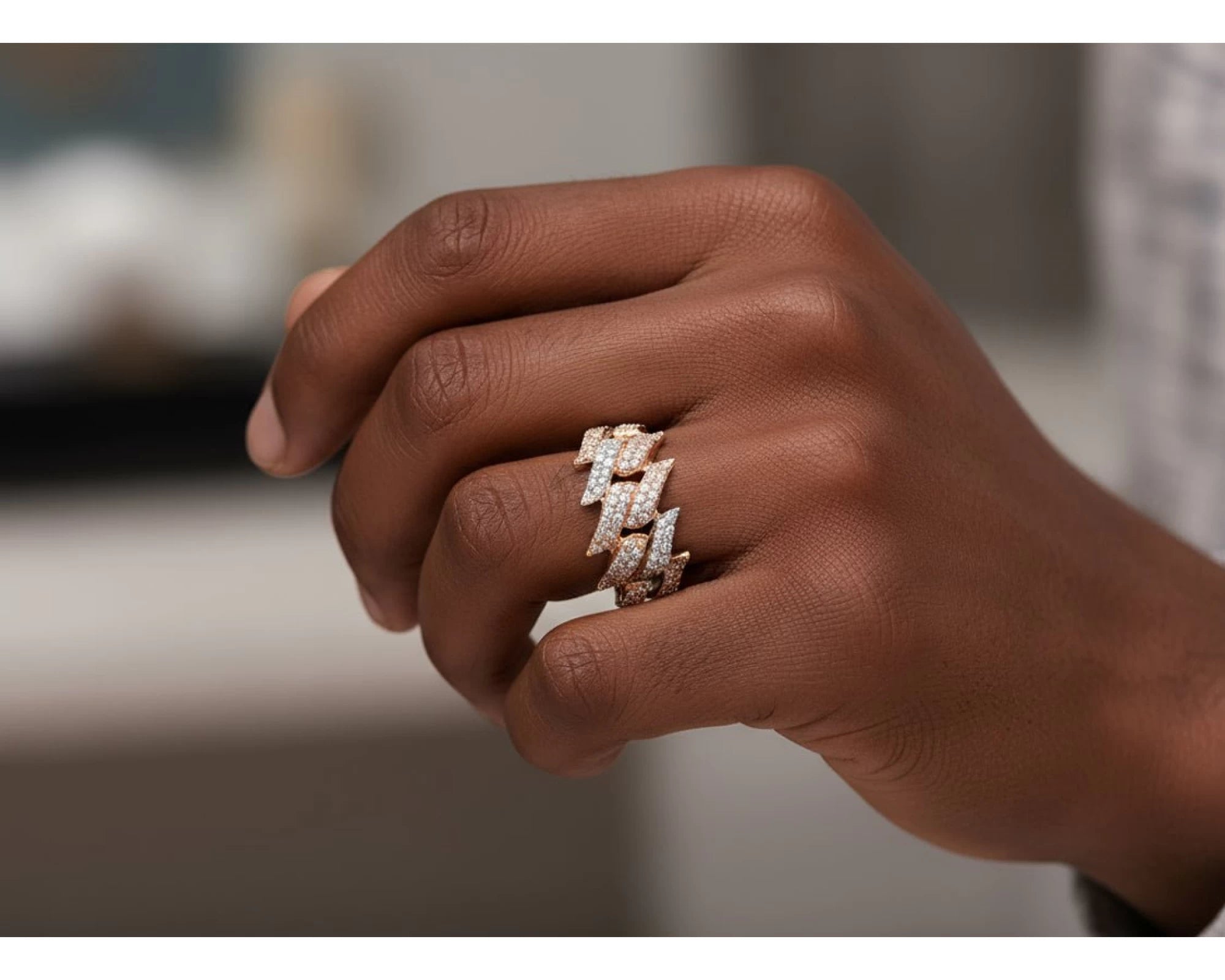 10k Gold Diamond Two-Tone Ring with Overlapping Wave Design 2.00ct – view 2