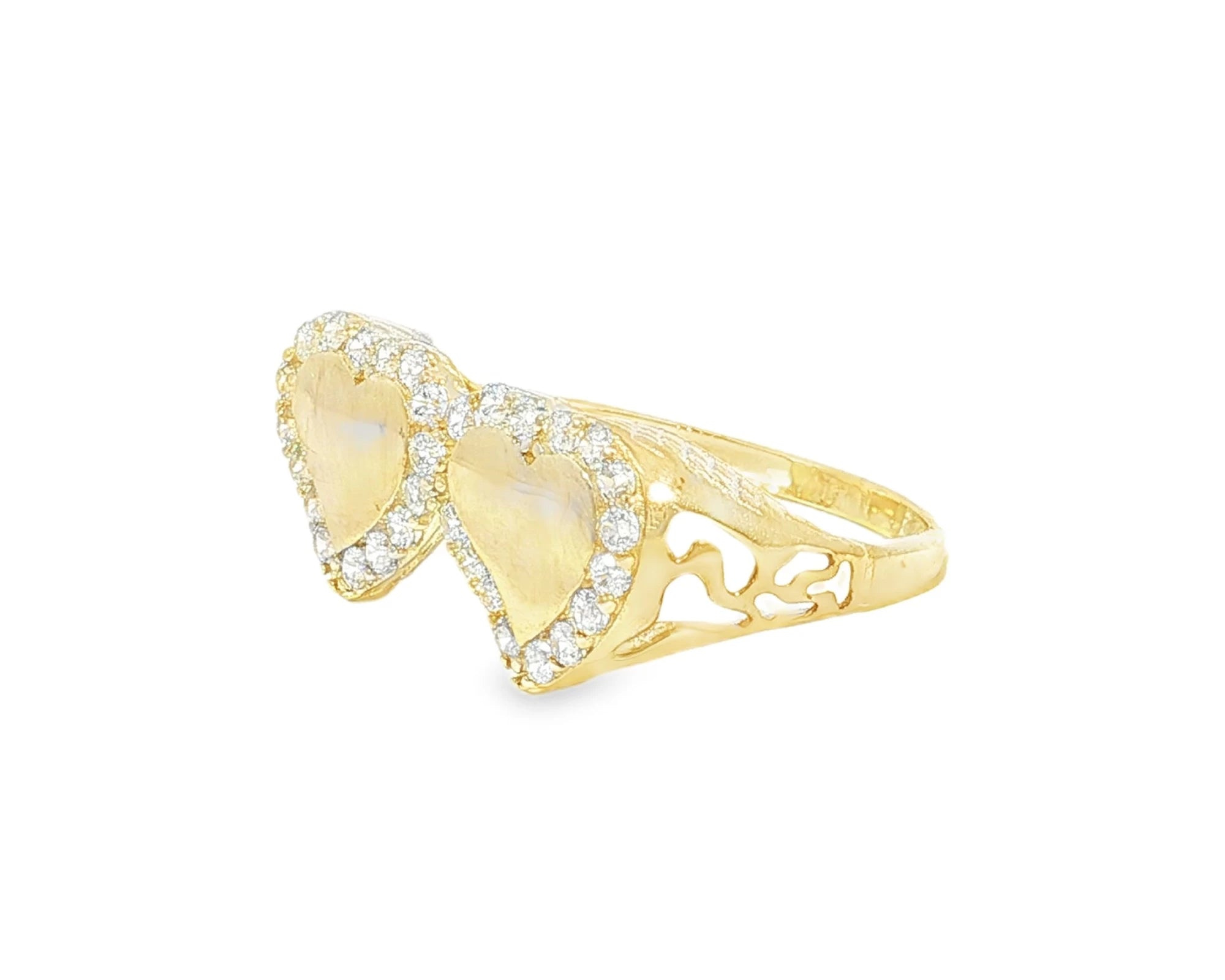 10K Gold Double Heart Halo Cubic Zirconia Ring – lifestyle 2904