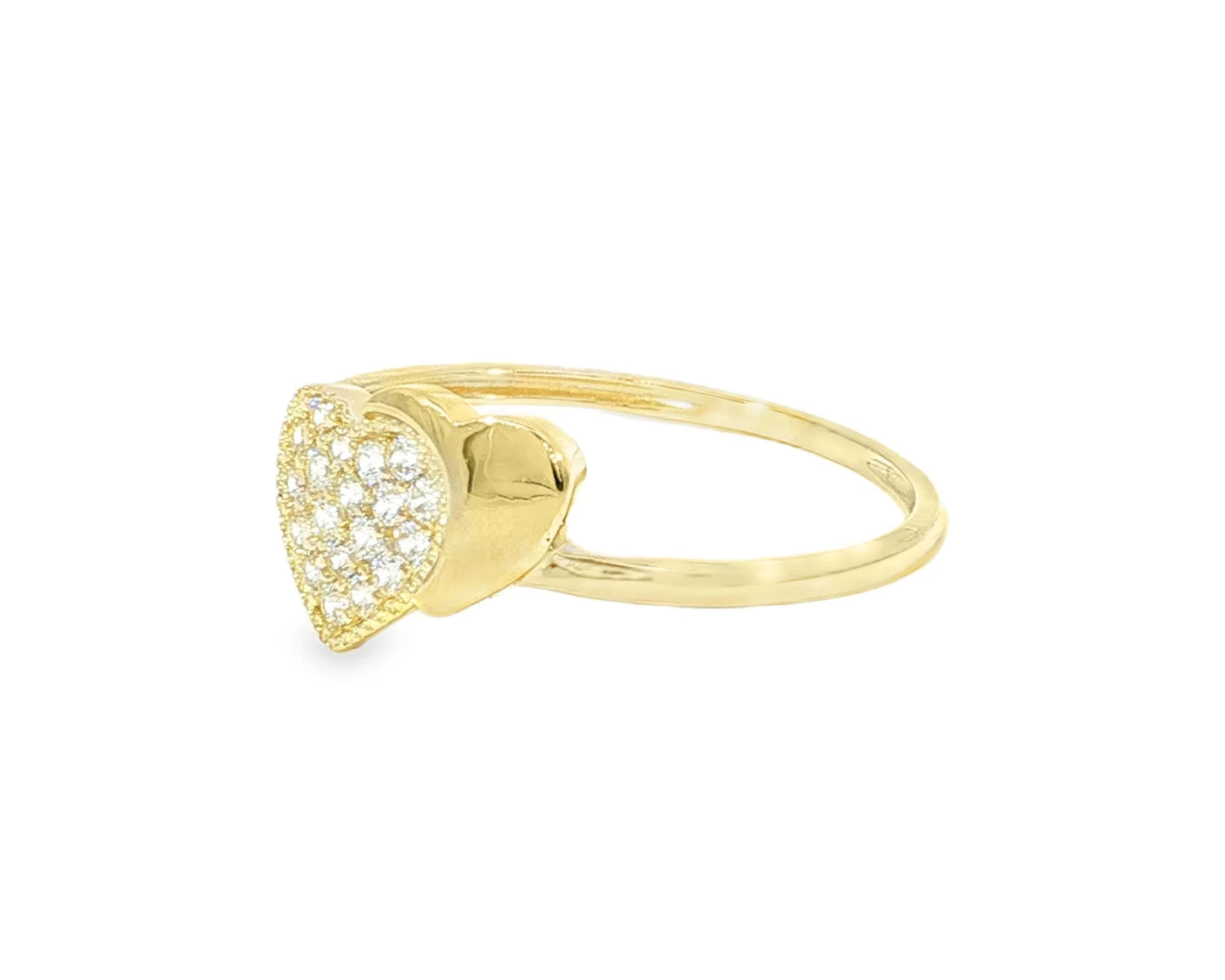 10K Gold Double Heart Pavé Cubic Zirconia Ring – lifestyle 2987