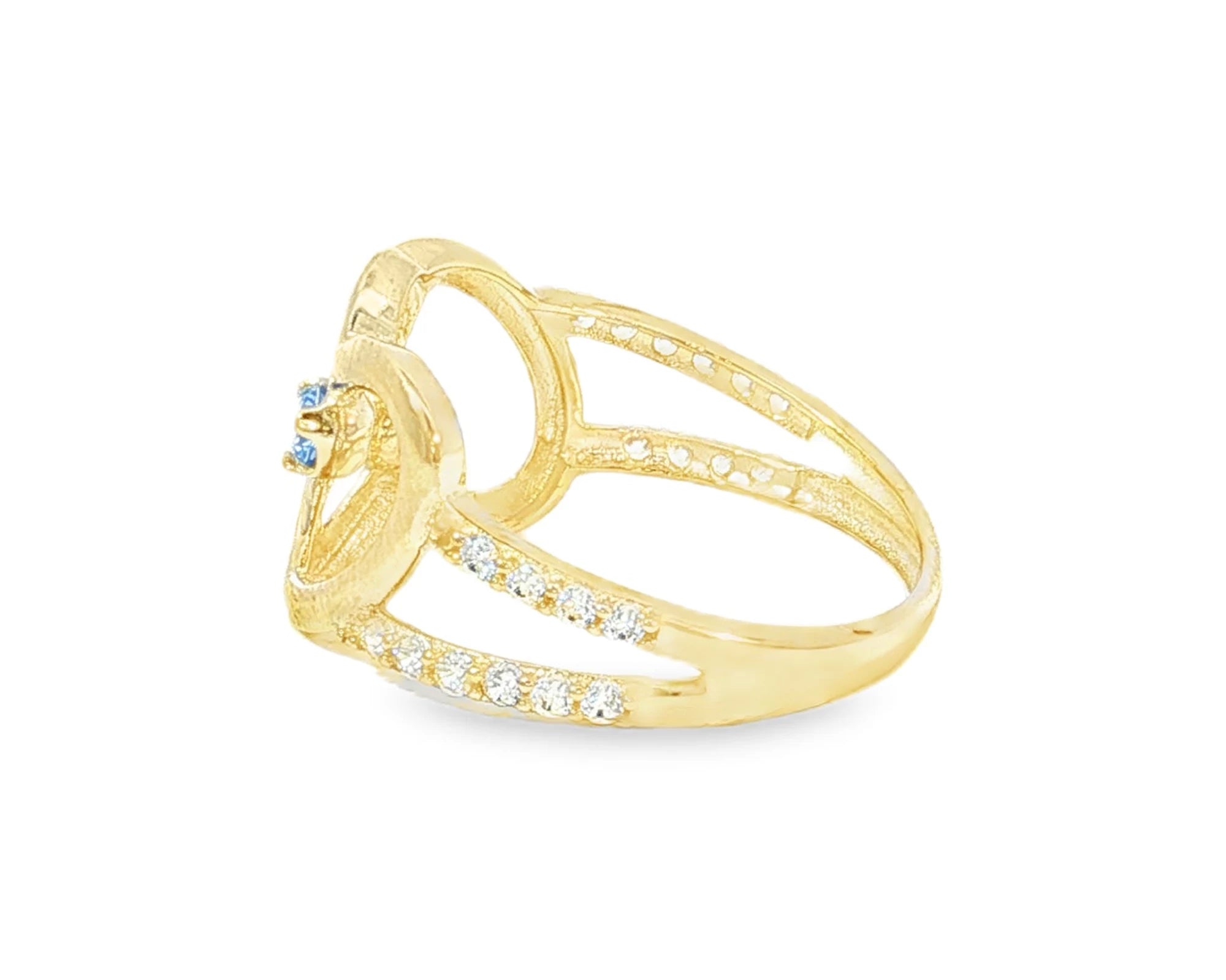 10K Gold Double Open Heart Ring with Blue & White Cubic Zirconia – lifestyle 2925