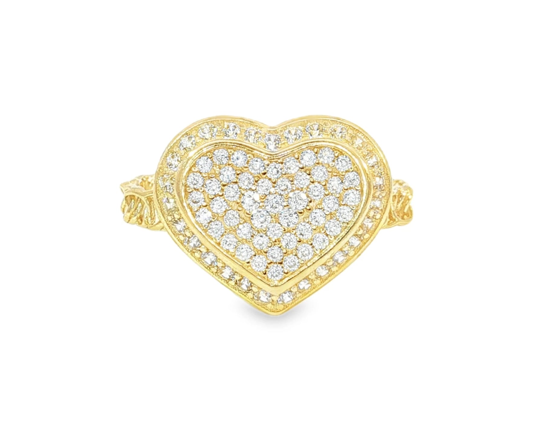 10K Gold Double Pavé Heart Cubic Zirconia Ring – lifestyle 2839