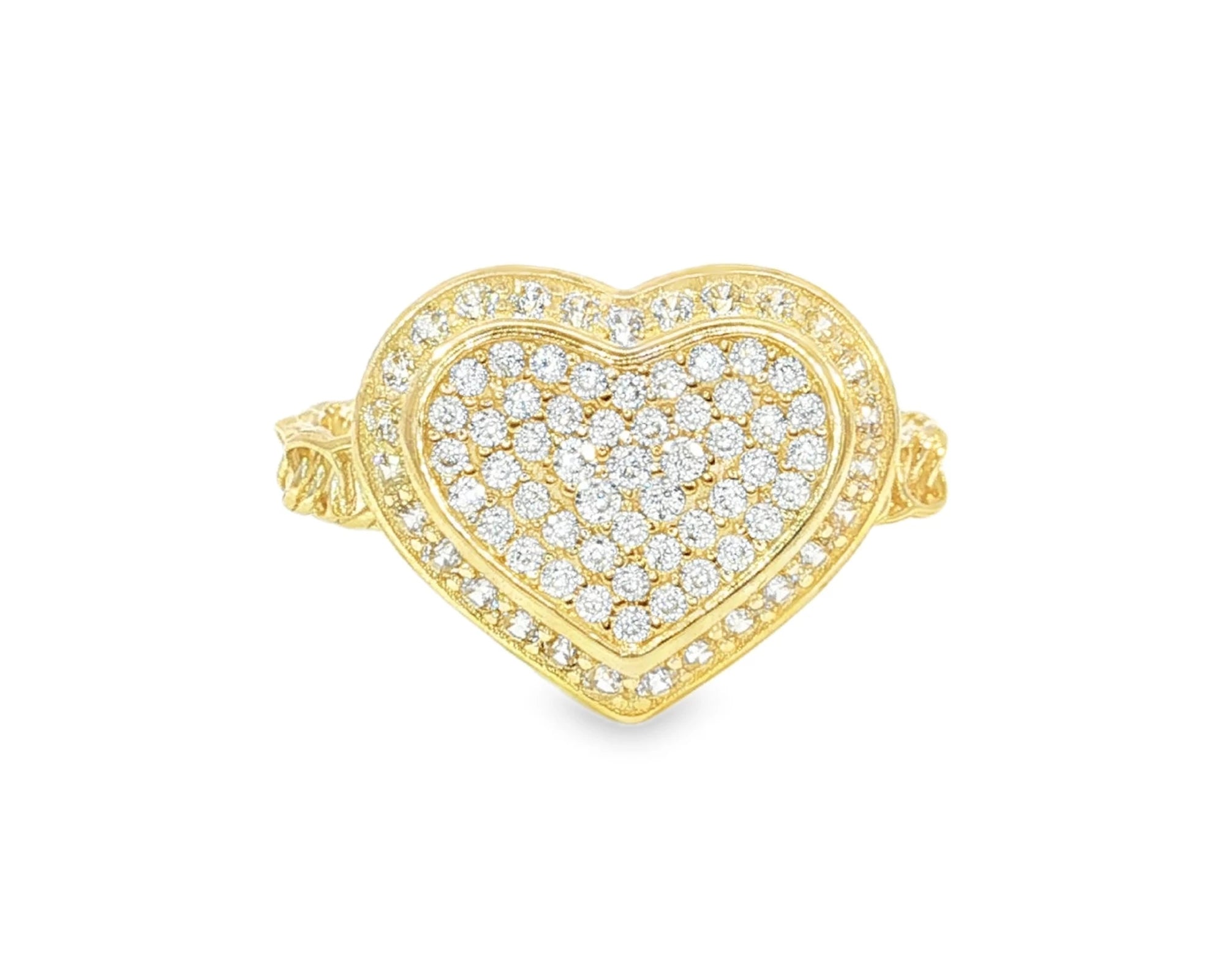 10K Gold Double Pavé Heart Cubic Zirconia Ring – lifestyle 2839