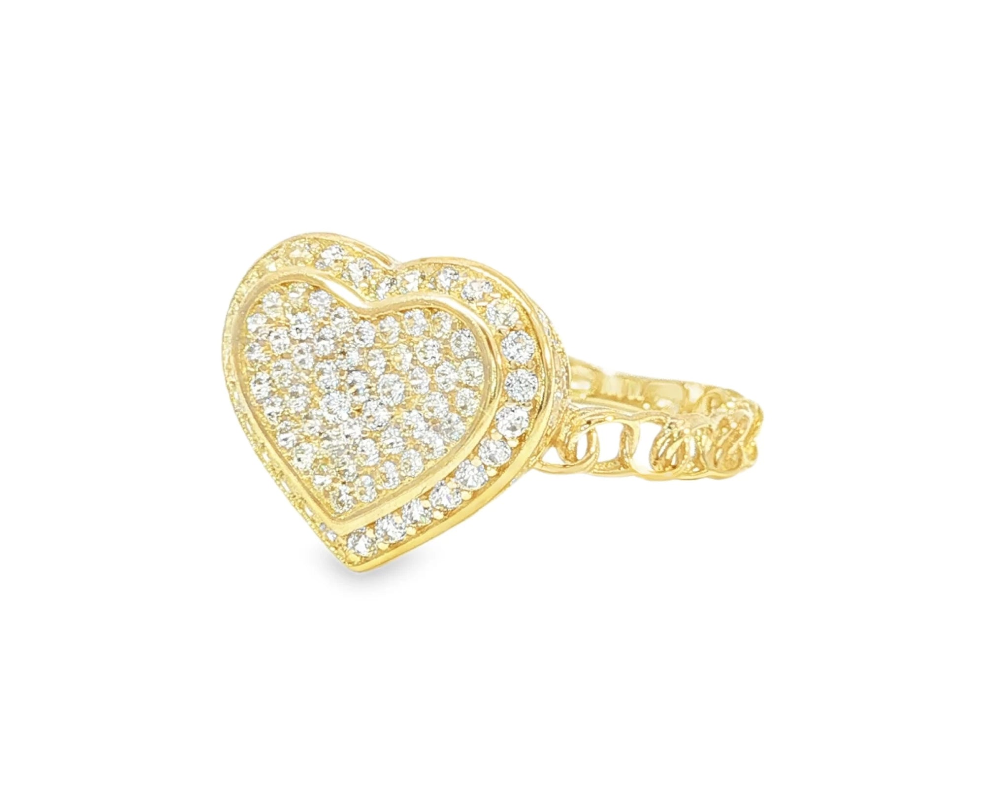 10K Gold Double Pavé Heart Cubic Zirconia Ring – lifestyle 2840