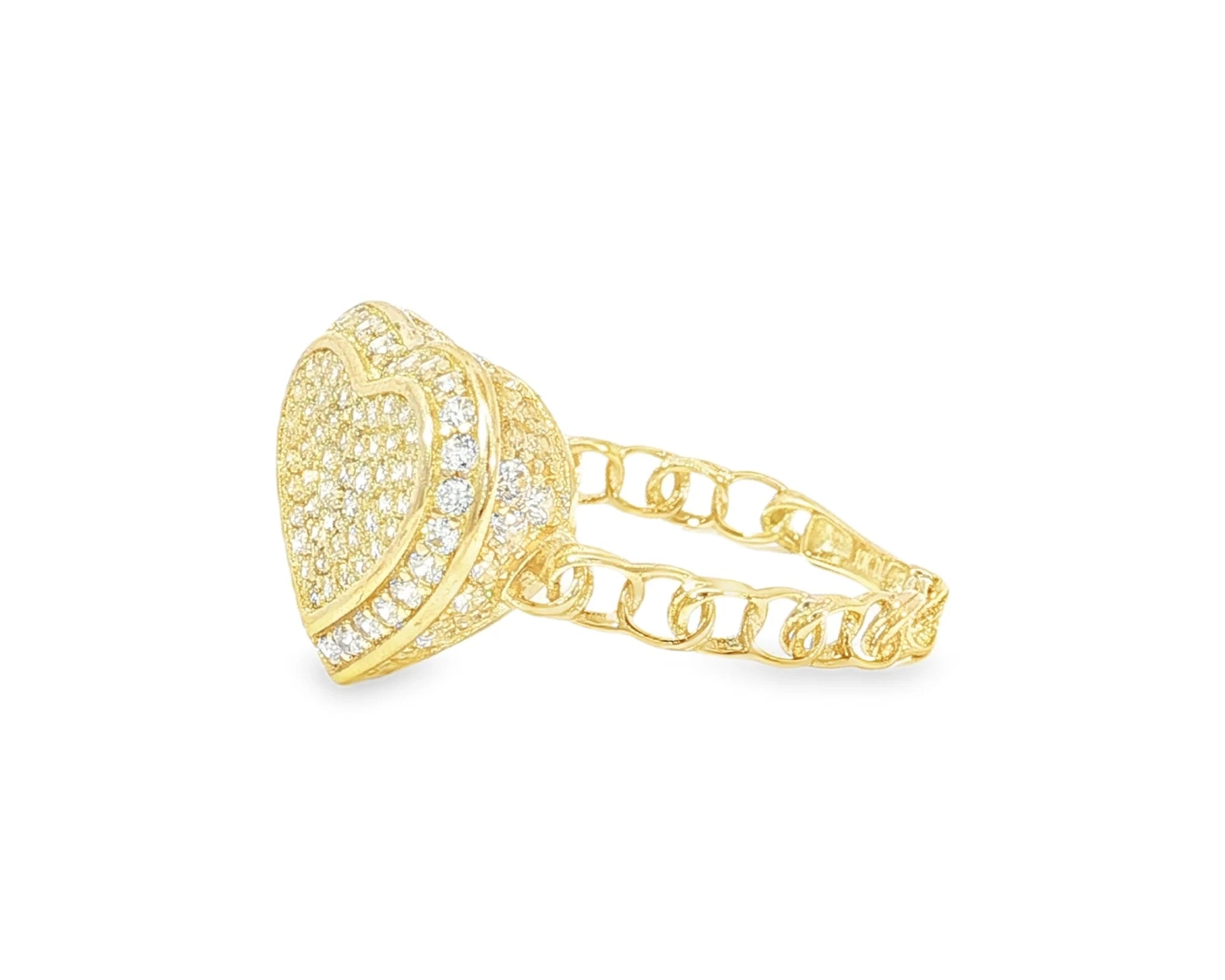 10K Gold Double Pavé Heart Cubic Zirconia Ring – lifestyle 2841
