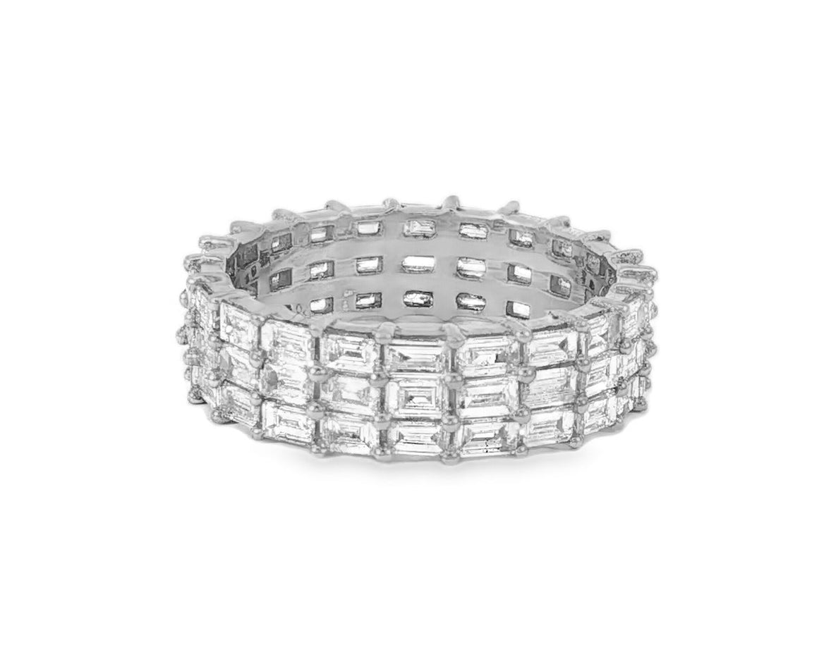 10K Gold Eternity Ring with Emerald Cut Diamonds 3.7ct - AVI THE JEWELER