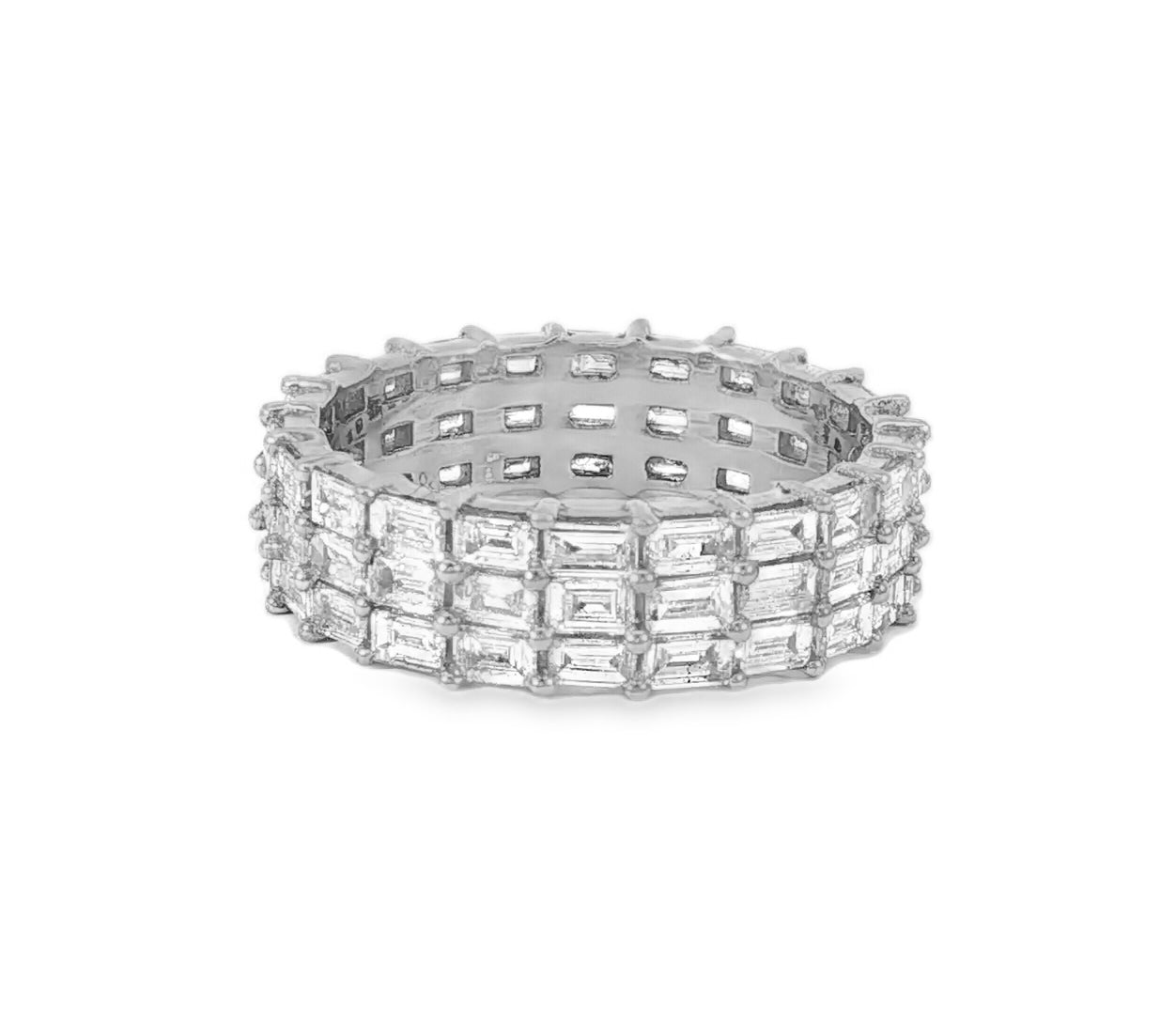 10K Gold Eternity Ring with Emerald Cut Diamonds 3.7ct - AVI THE JEWELER