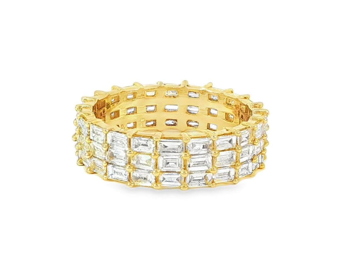 10K Gold Eternity Ring with Emerald Cut Diamonds 3.7ct - AVI THE JEWELER